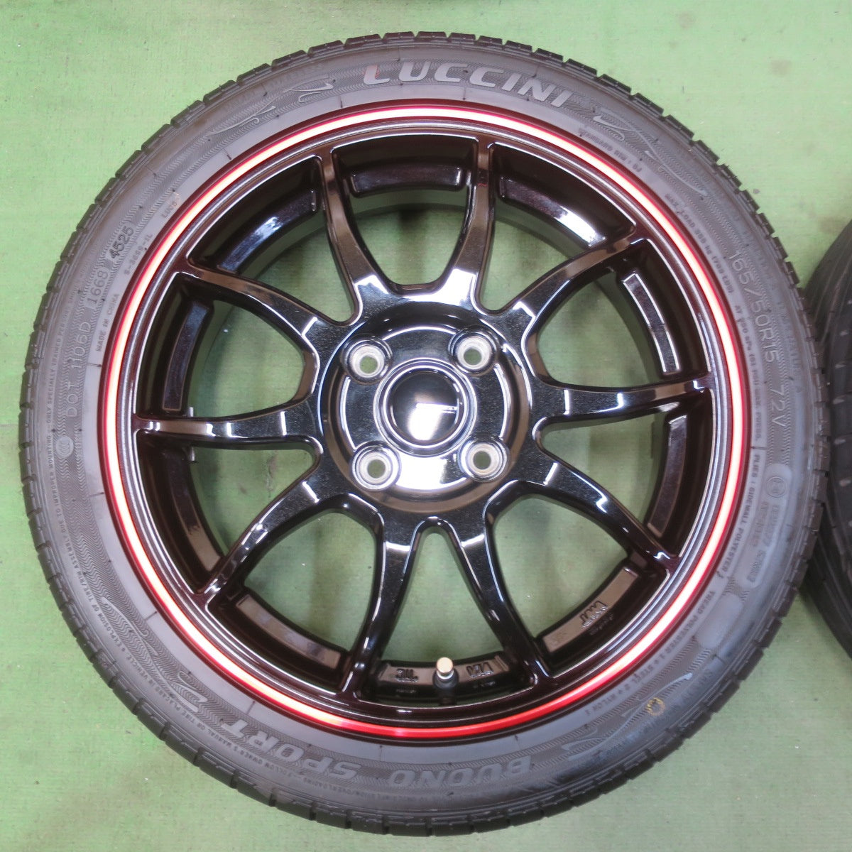 ほぼ未使用！25年！キレイ★165/50R15 ルッチーニ BUONO SPORT G-SPEED Gスピード 15インチ 軽サイズ コペン タフト 等 PCD100/4H★6033110イノ