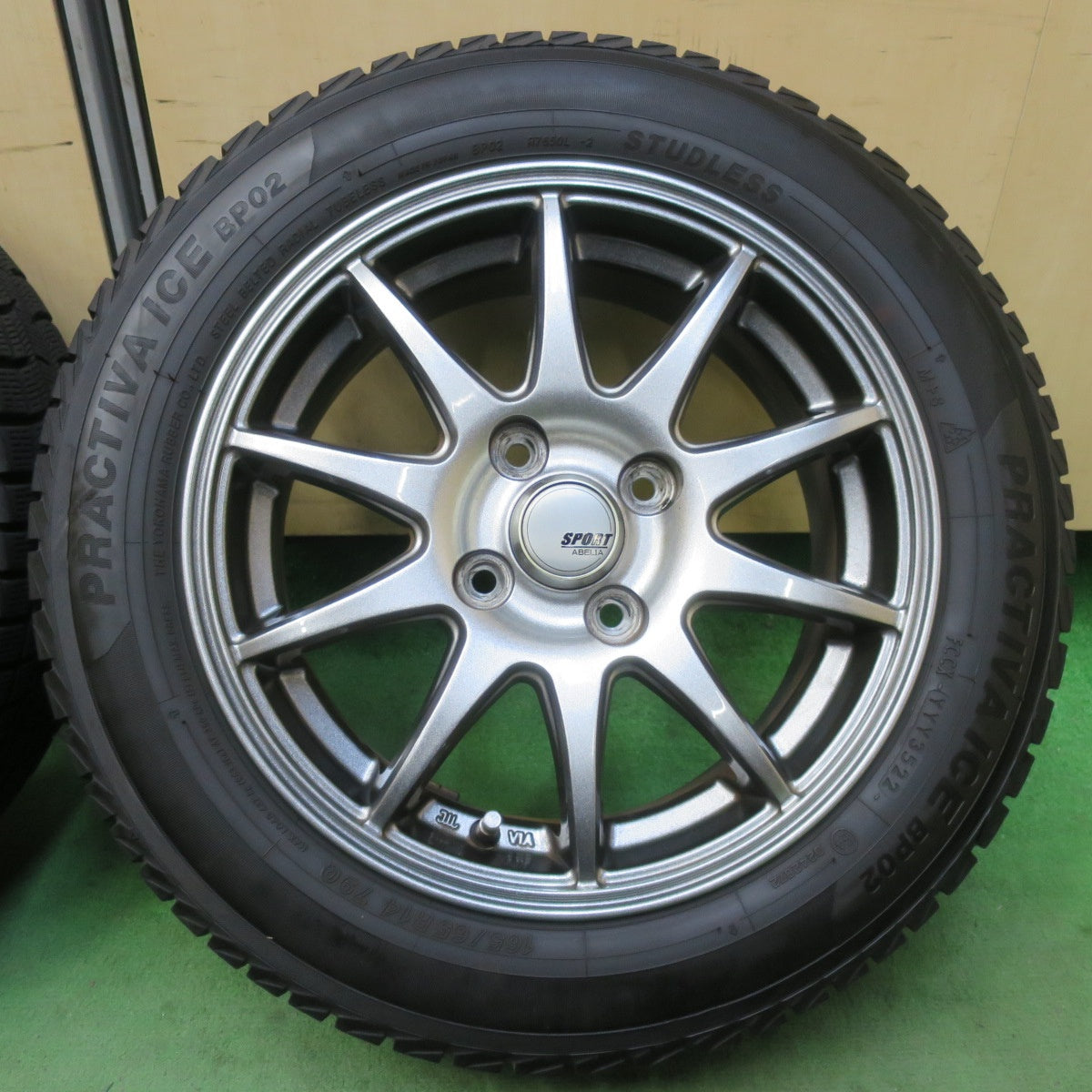 バリ溝！22年！キレイ！9分★スタッドレス 165/65R14 プラクティバ アイス BP02 SPORT ABELIA スポーツ アベリア 14インチ PCD100/4H★5123007イス