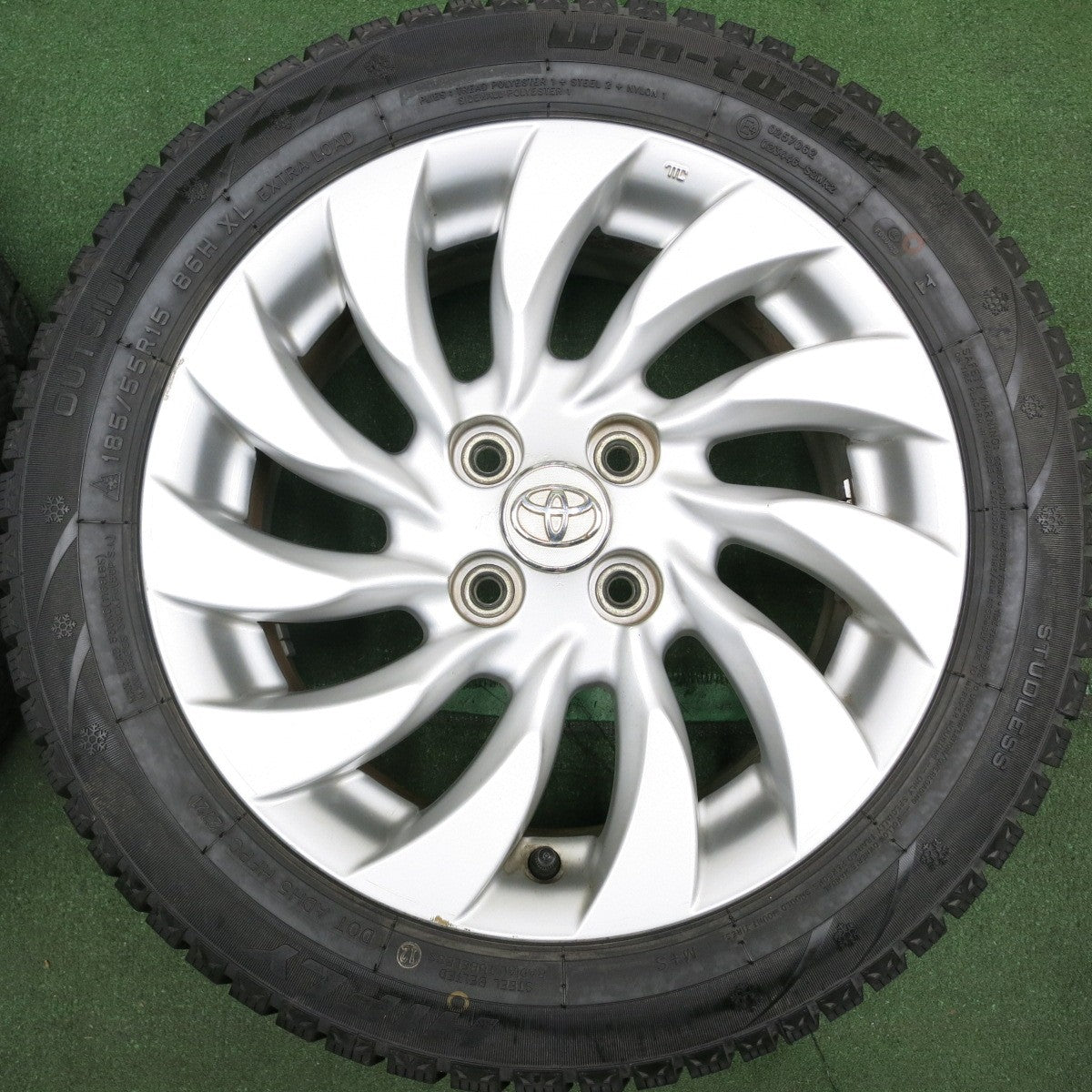 *送料無料* バリ溝！21年！ほぼ10分★トヨタ bB 純正 ENKEI 185/55R15 スタッドレス ハイフライ Win-turi 212 エンケイ 15インチ PCD100/4H★4052703HAス