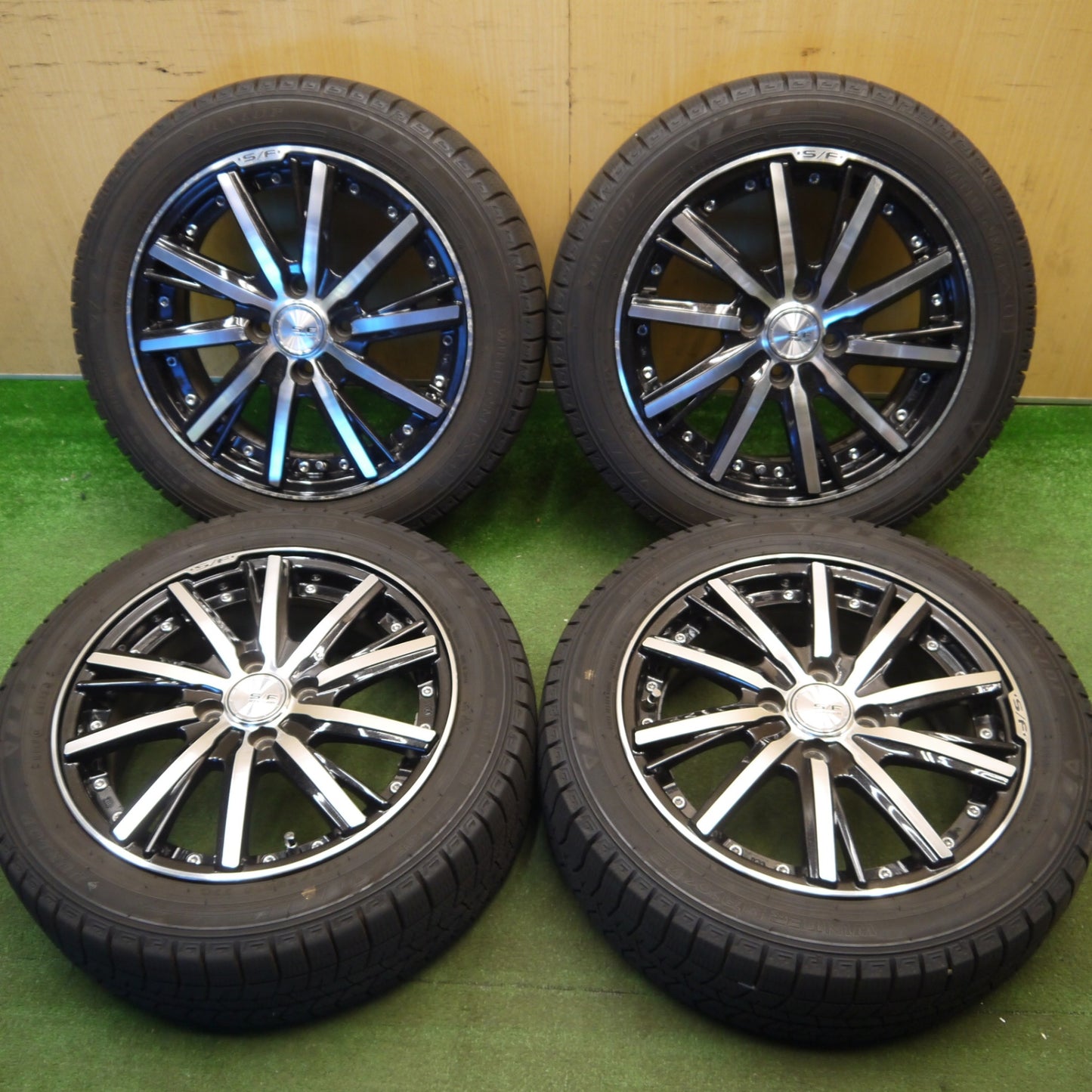 バリ溝！23年！9分★S/F STEINER 175/55R15 スタッドレス ダンロップ ウインターマックス 03 シュタイナー 15インチ PCD100/4H★6031708Hス