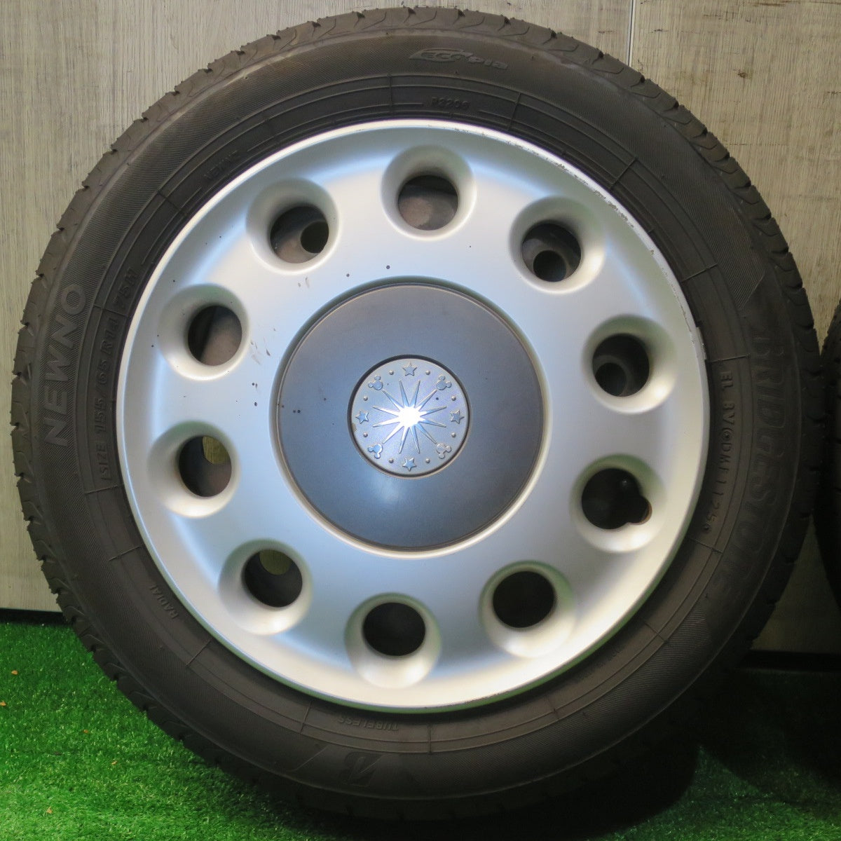 ほぼ未使用！25年★ダイハツ ミラ ココア 純正 スチール 155/65R14 ブリヂストン NEWNO ニューノ 14インチ PCD100/4H★6041702NJノ