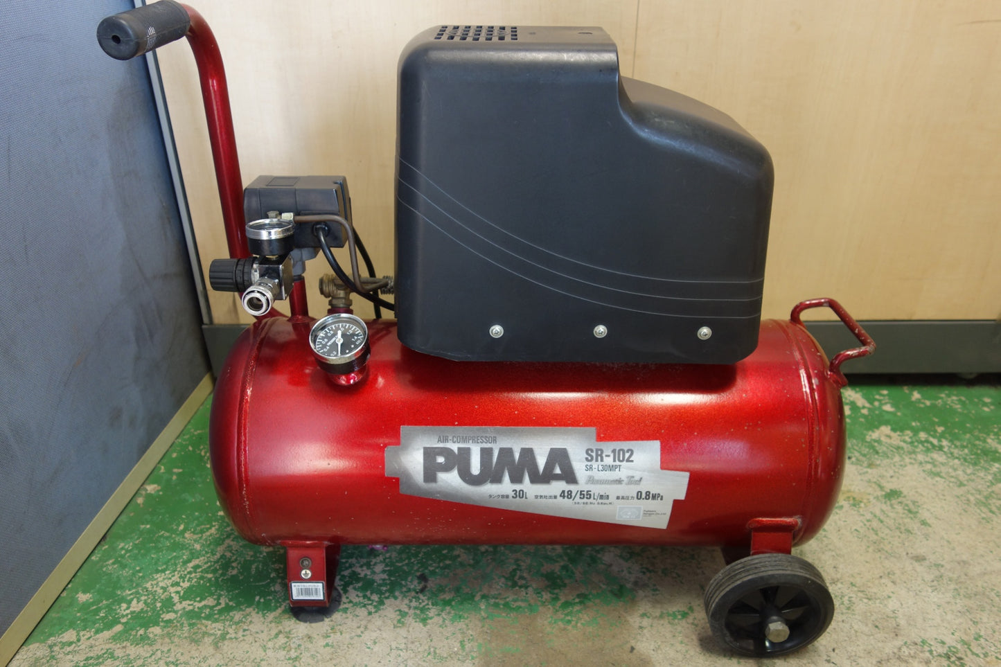 [送料無料] 付属品付き☆SK11 藤原産業 エア コンプレッサー PUMA SR-102 SR-L30MPT タンク容量 30L AC100V エアー ツール 工具☆