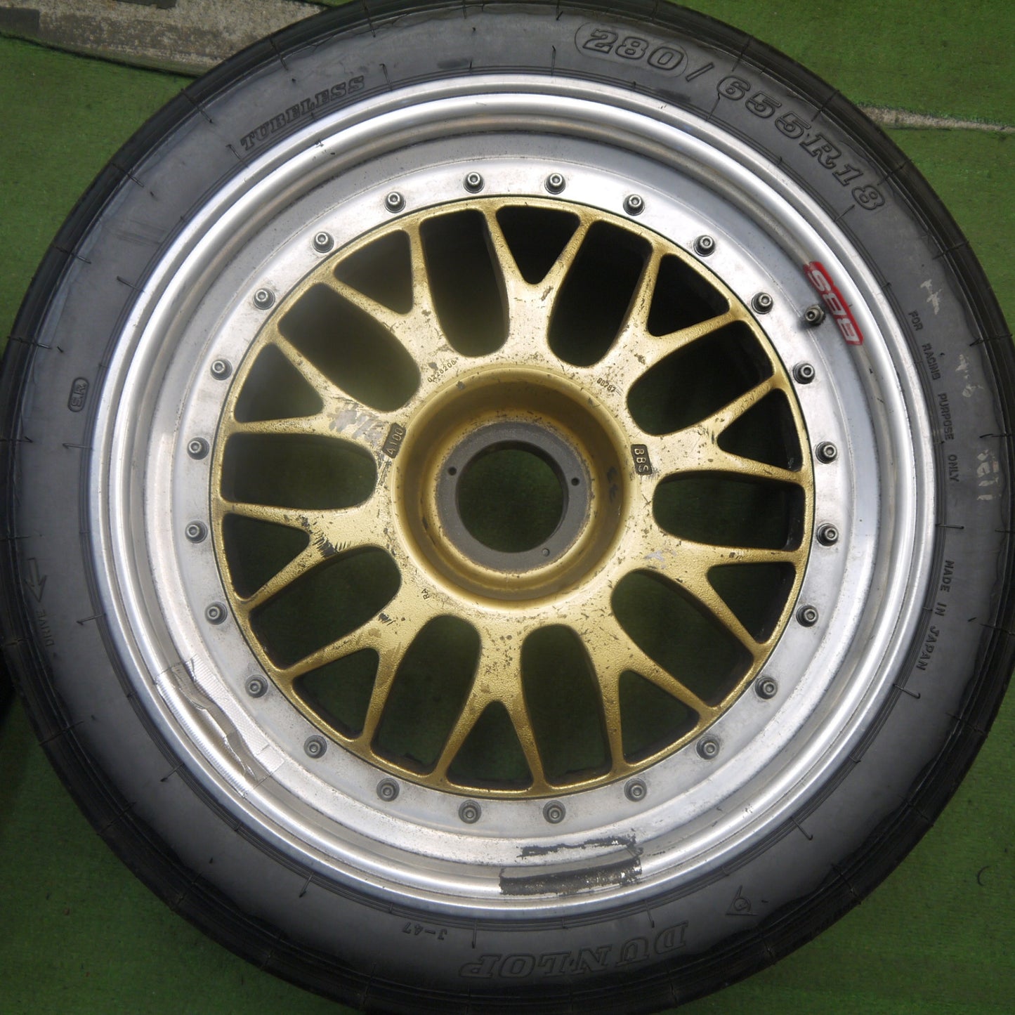 4本価格★ポルシェ 996 等 BBS RD 90125 4700 センター ロック 280/655R18 330/680R18 ダンロップ PCJ 18インチ レース 競技 等★5090303Hノ