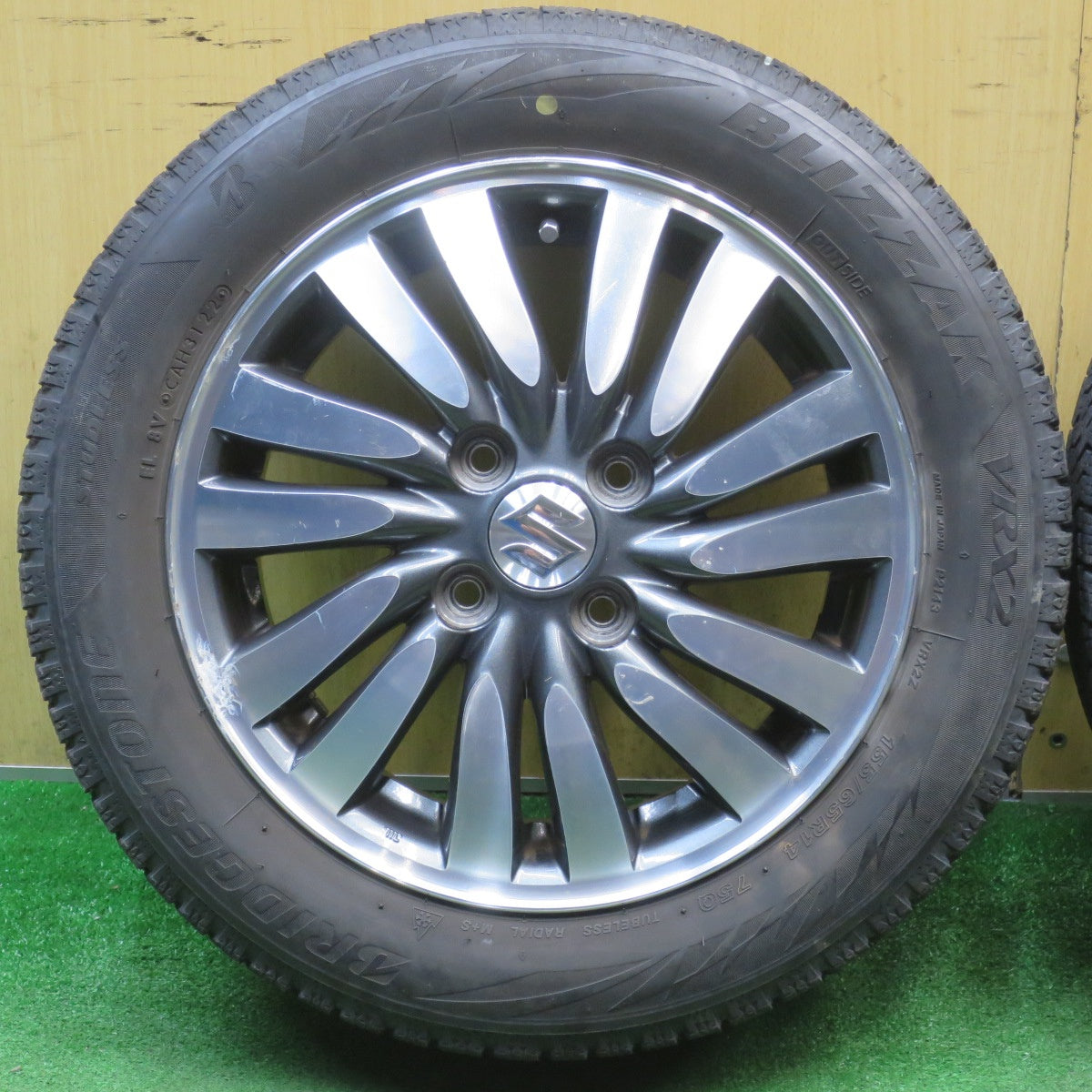 4本価格！22年★スズキ ソリオ 純正 155/65R14 スタッドレス ブリヂストン ブリザック VRX2 14インチ PCD100/4H★6041303NJス