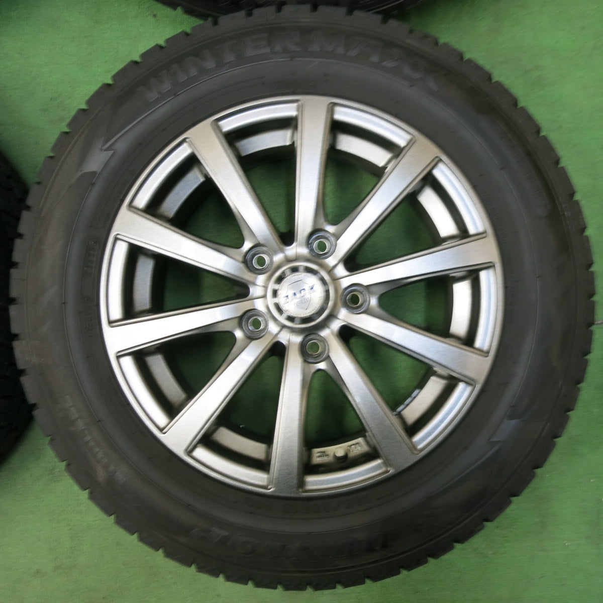 [送料無料] バリ溝！23年！キレイ！ほぼ10分★スタッドレス 195/65R15 ダンロップ ウインターマックス WM02 ZACK JP-110 MONZA 15インチ ザック PCD114.3/5H★4120404SYス