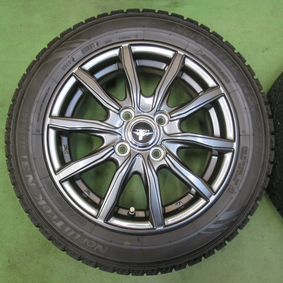 バリ溝！21年！キレイ！ほぼ10分★スタッドレス 165/65R14 オートバックス ノーストレック N3i TEAD テッド 14インチ PCD100/4H★5120608イス
