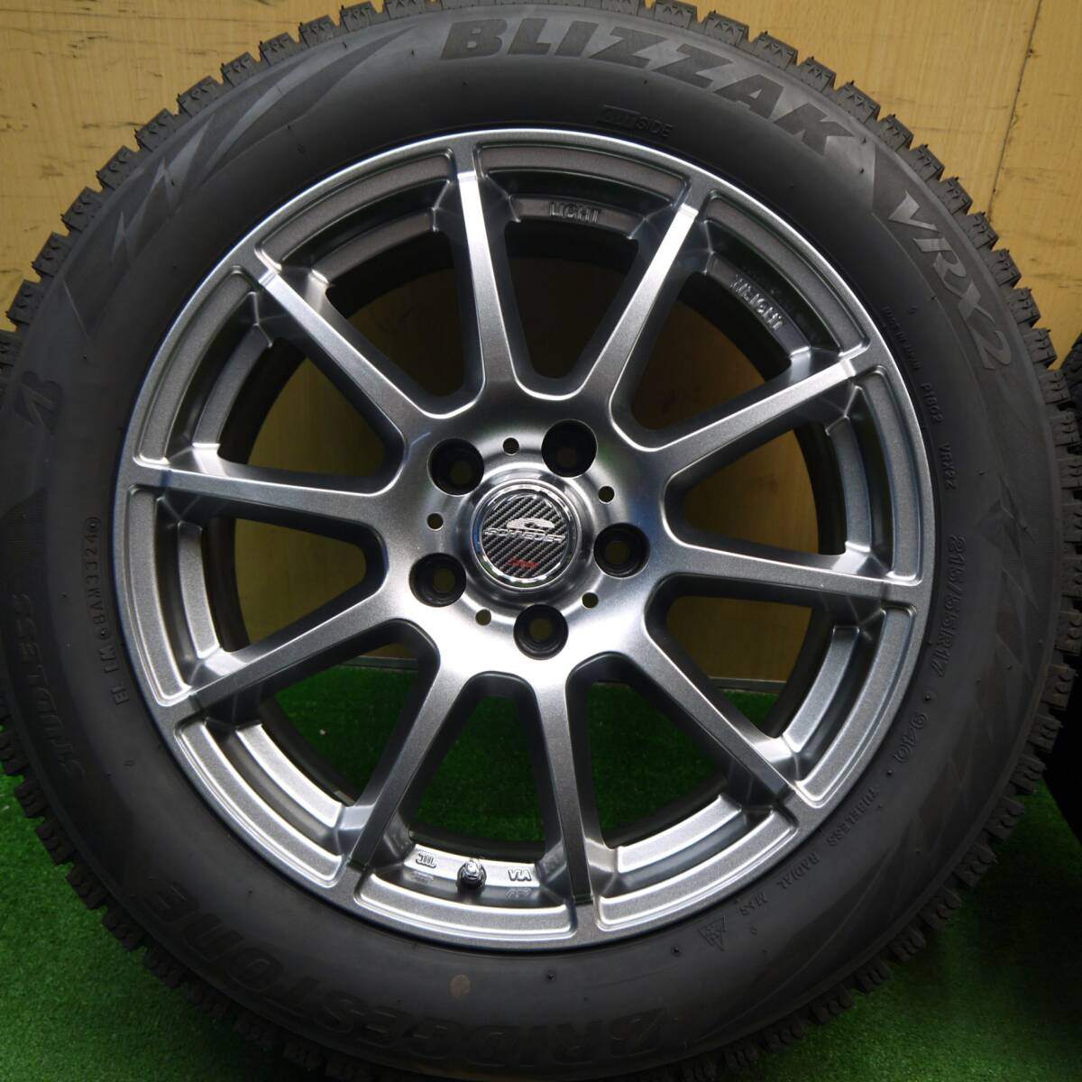 バリ溝！24年！キレイ！9.5分★スタッドレス 215/55R17 ブリヂストン ブリザック VRX2 SCHNEIDER ATECH シュナイダー 17インチ PCD114.3/5H★5031902Hス