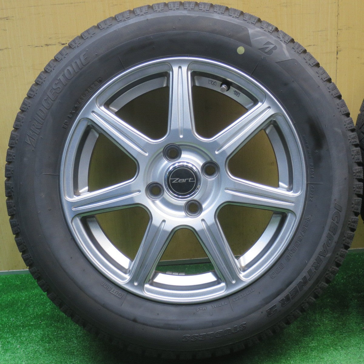 バリ溝！21年！キレイ！9分★スタッドレス 185/65R15 ブリヂストン アイスパートナー2 Zart R7 社外 アルミ 15インチ PCD100/4H★5120409NJス