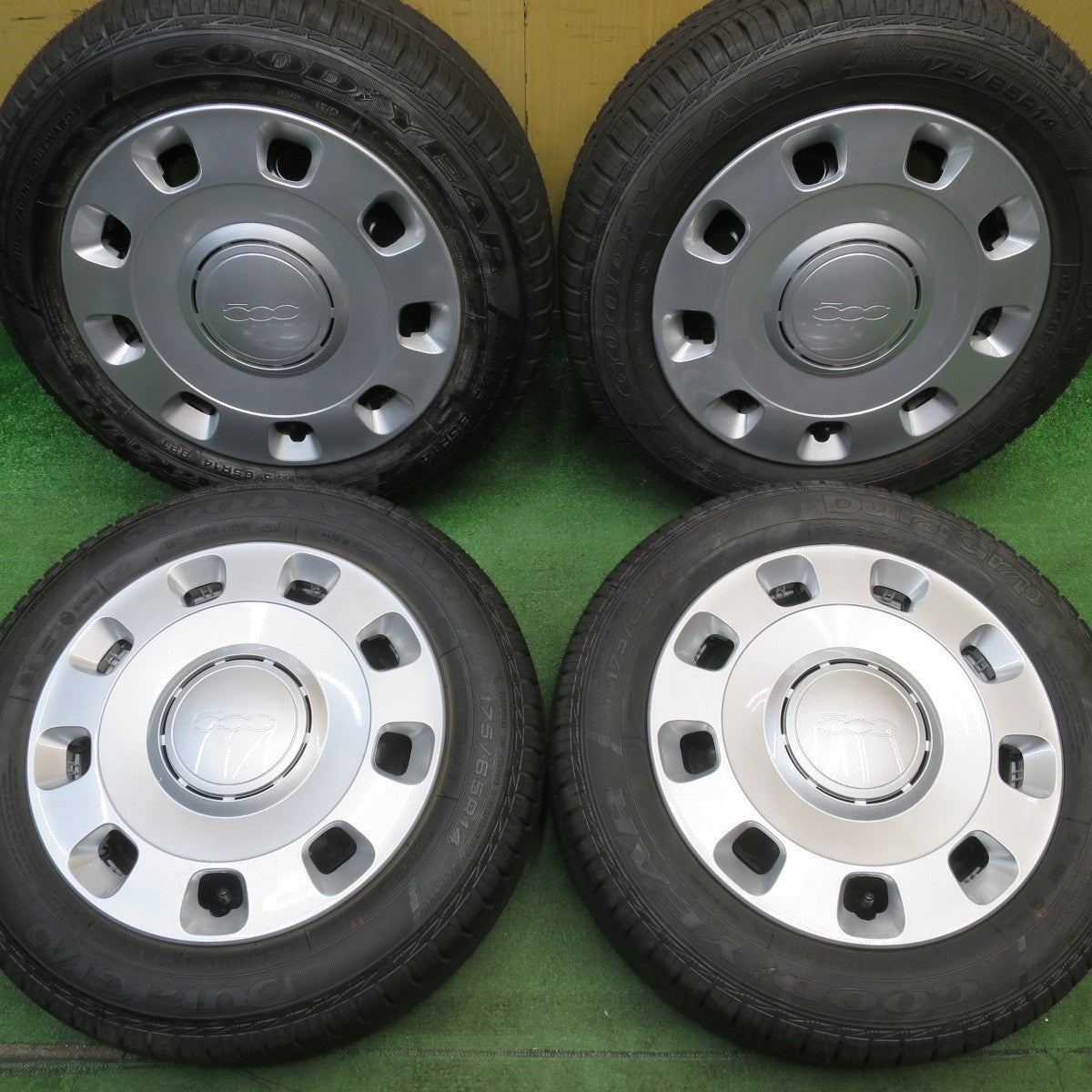 新車外し★フィアット 500 純正 スチール 175/65R14 グッドイヤー DuraGrip 14インチ PCD98/4H★6052206NJノ