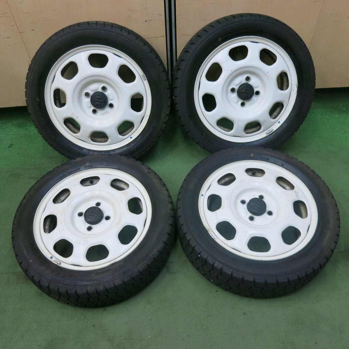 バリ溝！9分★スズキ ハスラー 純正 スチール 165/60R15 スタッドレス グッドイヤー アイスナビ7 15インチ PCD100/4H★5100401SKス