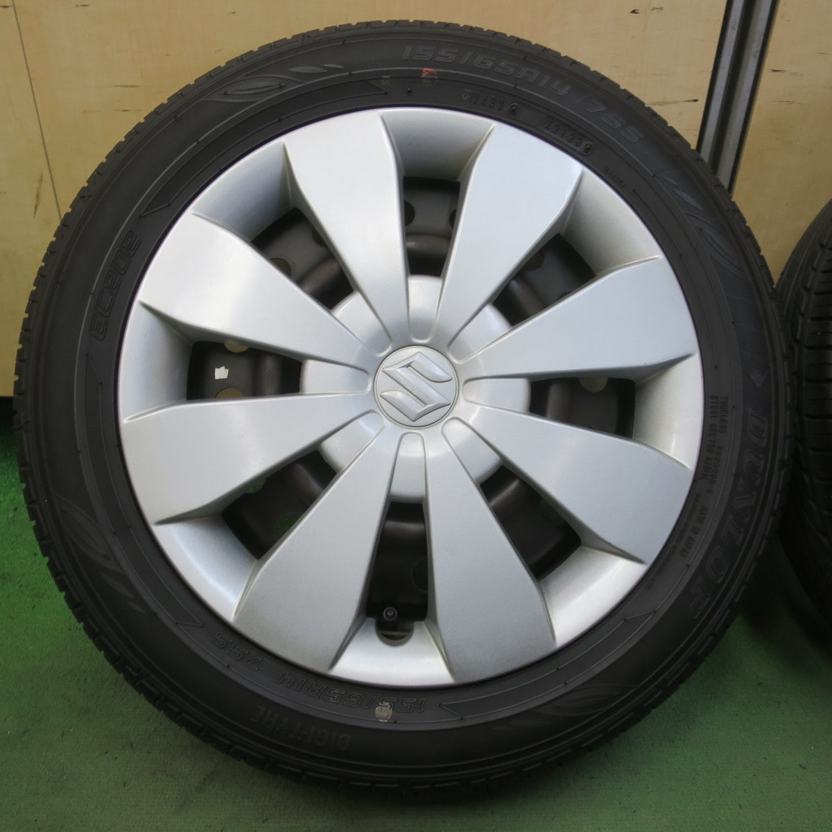 バリ溝！23年！8.5分★スズキ ワゴンR 純正 155/65R14 ダンロップ EC202 14インチ PCD100/4H★6052205イノ