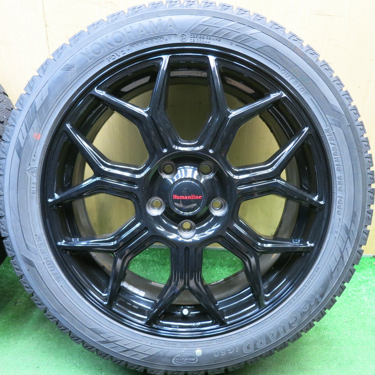 バリ溝！9.5分◎スタッドレス 215/50R18 ヨコハマ アイスガード iG60 Humanline HS-10M ヒューマンライン 18インチ PCD114.3/5H◎6101008HAス