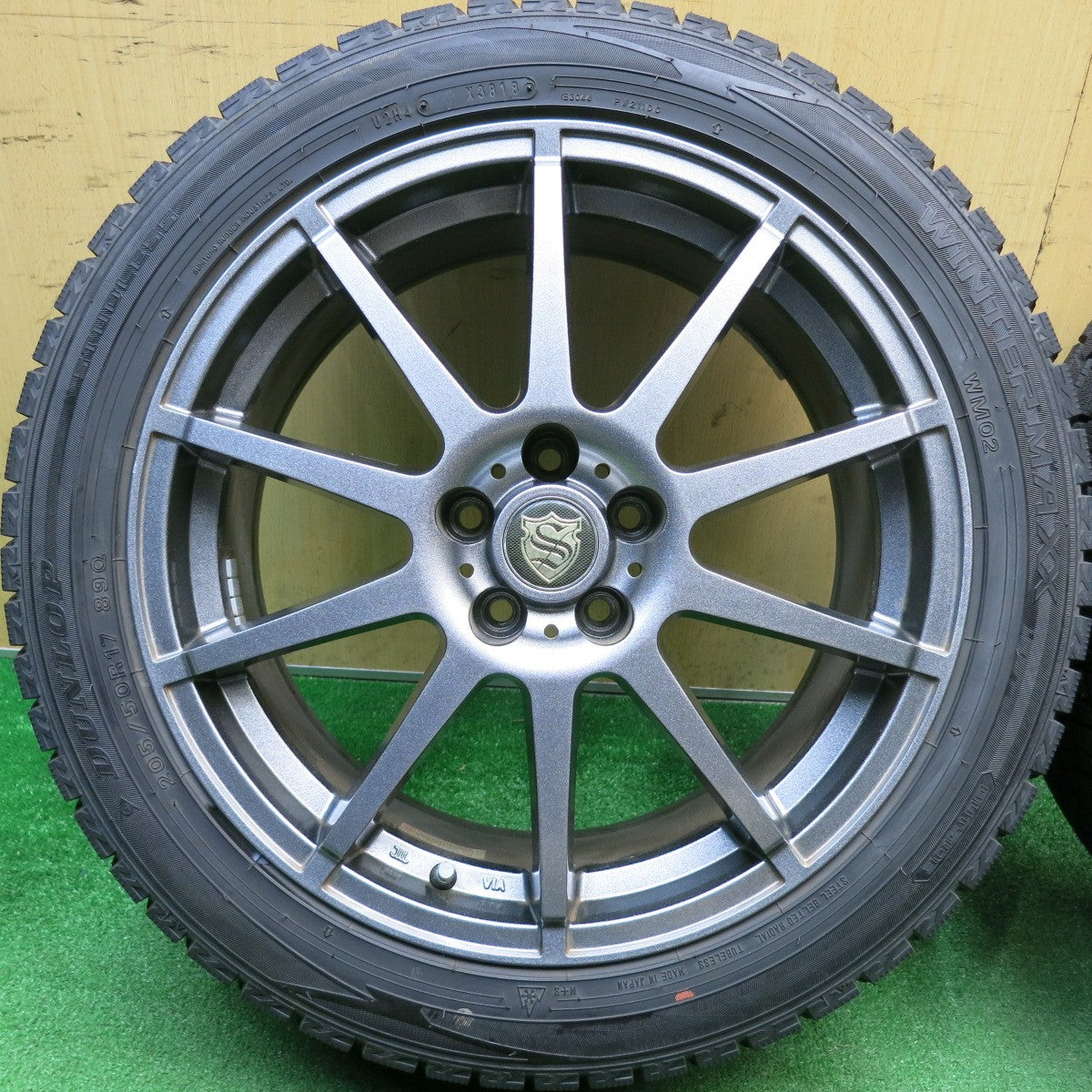 ほぼ未使用！キレイ★インプレッサ 等 205/50R17 スタッドレス ダンロップ ウインターマックス WM02 社外 アルミ 17インチ PCD100/5H★6021505HAス