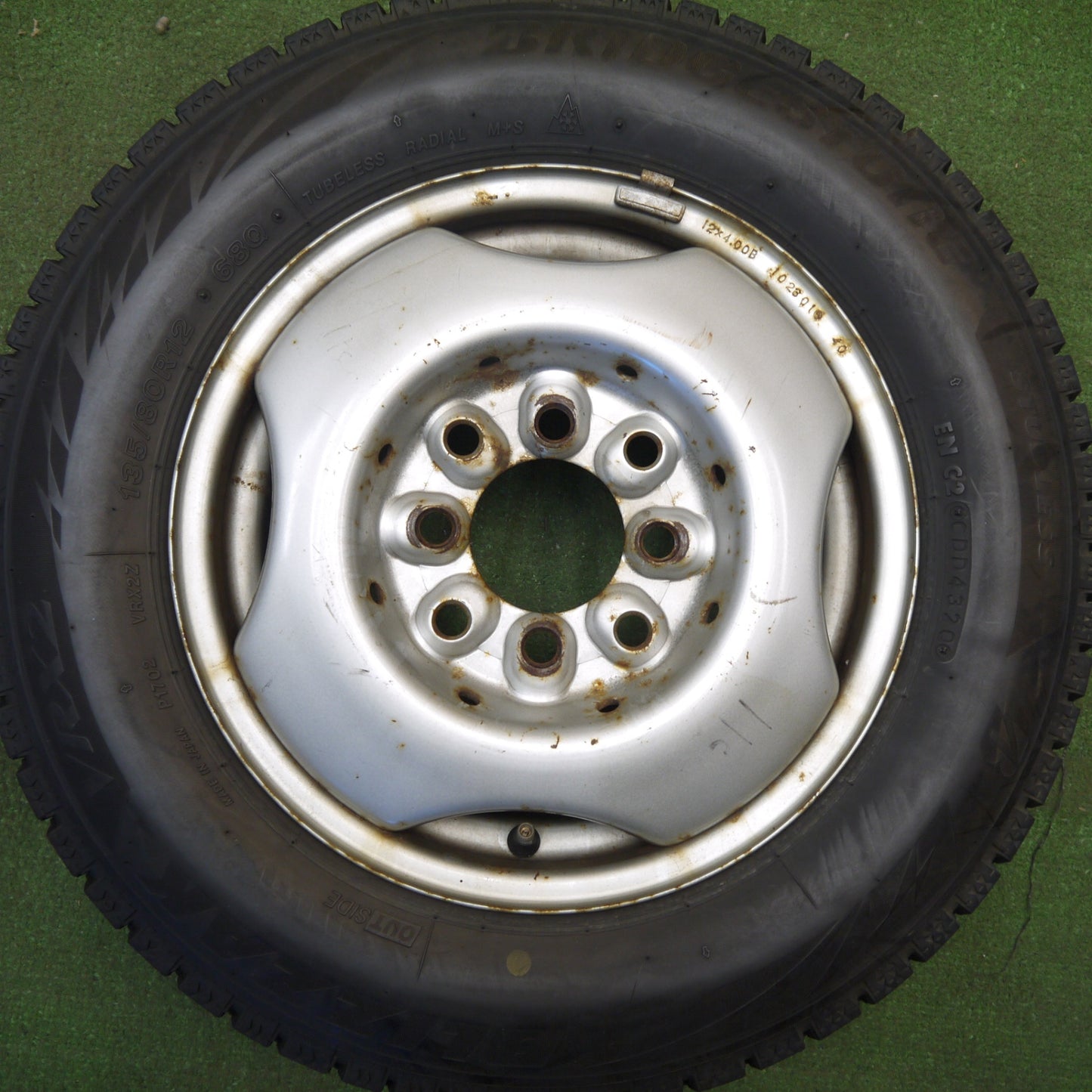 4本価格★スタッドレス 135/80R12 ブリヂストン ブリザック VRX2 スチール ホイール 12インチ PCD100 114.3/4H マルチ★6031705Hス
