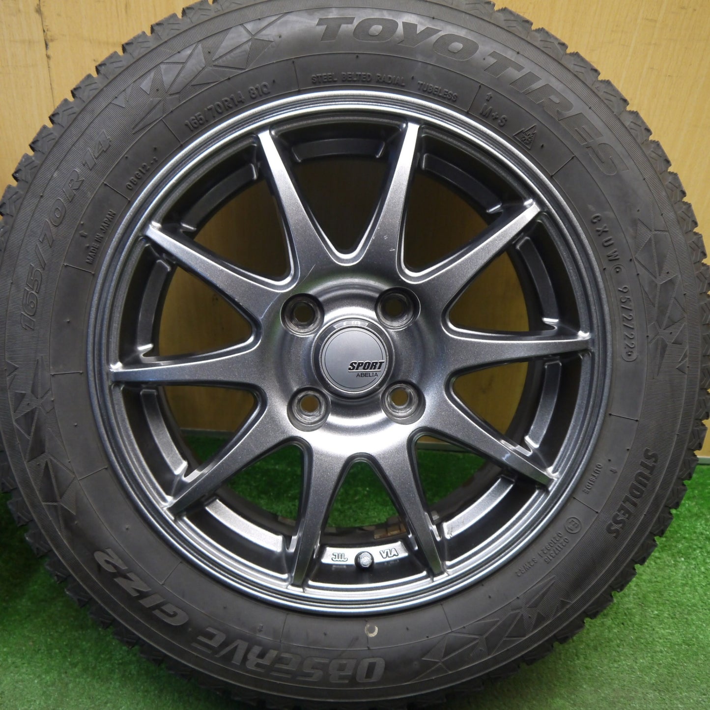 バリ溝！22年！8.5分★スタッドレス 165/70R14 トーヨー オブザーブ GIZ2 SPORT ABELIA スポルト アベリア 14インチ PCD100/4H★6022006Hス