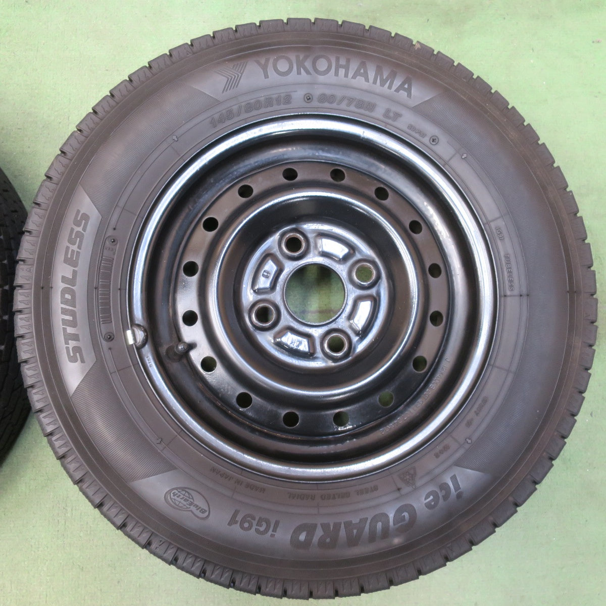 キレイ◎スタッドレス 145/80R12 80/78N ヨコハマ アイスガード iG91 スチール ホイール 12インチ PCD100/4H◎6072204イス
