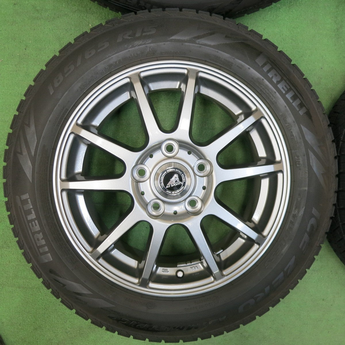 [送料無料] バリ溝！22年！キレイ！9分★スタッドレス 185/65R15 ピレリ アイスゼロ アシンメトリコ AZ SPORTS AZスポーツ 15インチ PCD114.3/5H★4120411SYス