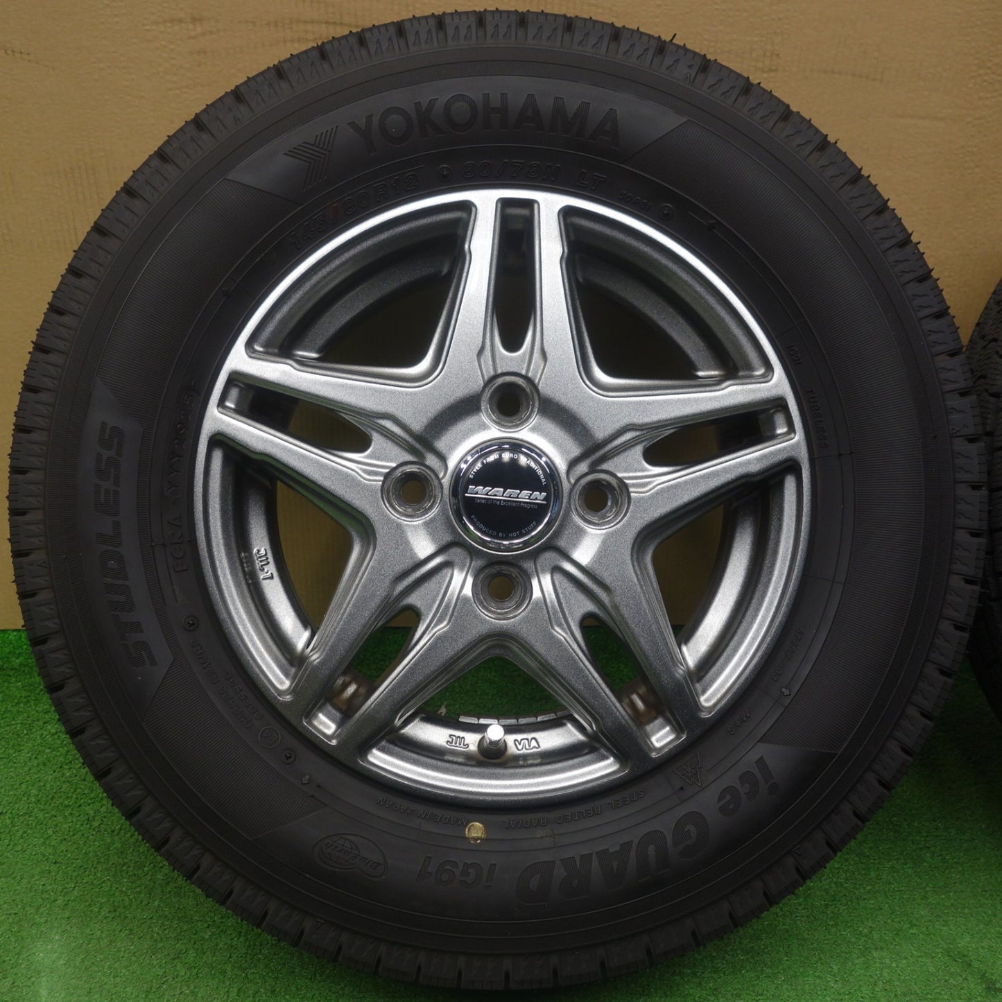 バリ溝！25年！キレイ！9.5分★スタッドレス 145/80R12 80/78N ヨコハマ アイスガード iG91 WAREN ヴァーレン 12インチ PCD100/4H★6032703KTス