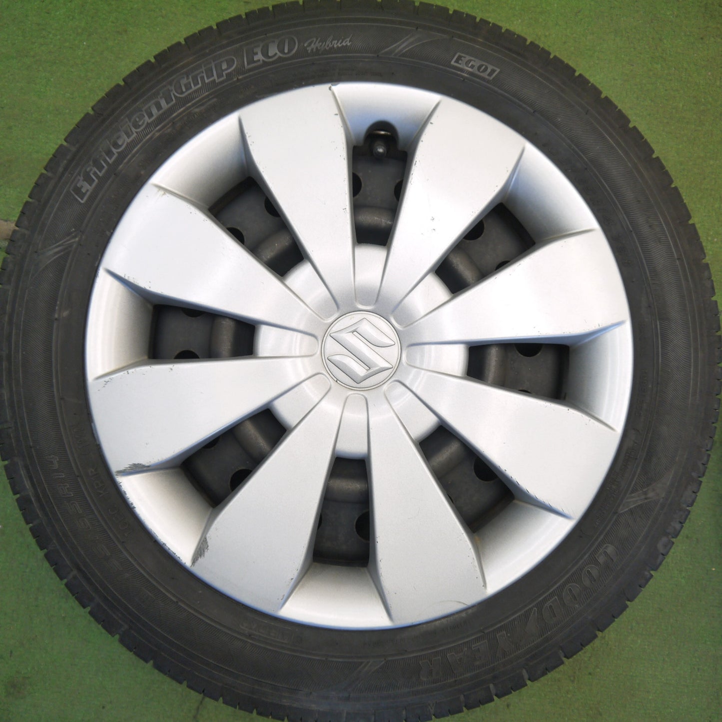 4本価格！22年★スズキ ワゴンR 純正 スチール 155/65R14 グッドイヤー EfficientGrip ECO hybrid EG01 14インチ PCD100/4H★6051808Hノ