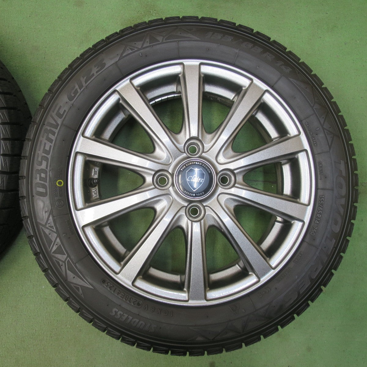 ほぼ未使用！25年！キレイ★スタッドレス 155/65R14 トーヨー オブザーブ GIZ3 Claire クレール 14インチ PCD100/4H★6040701イス