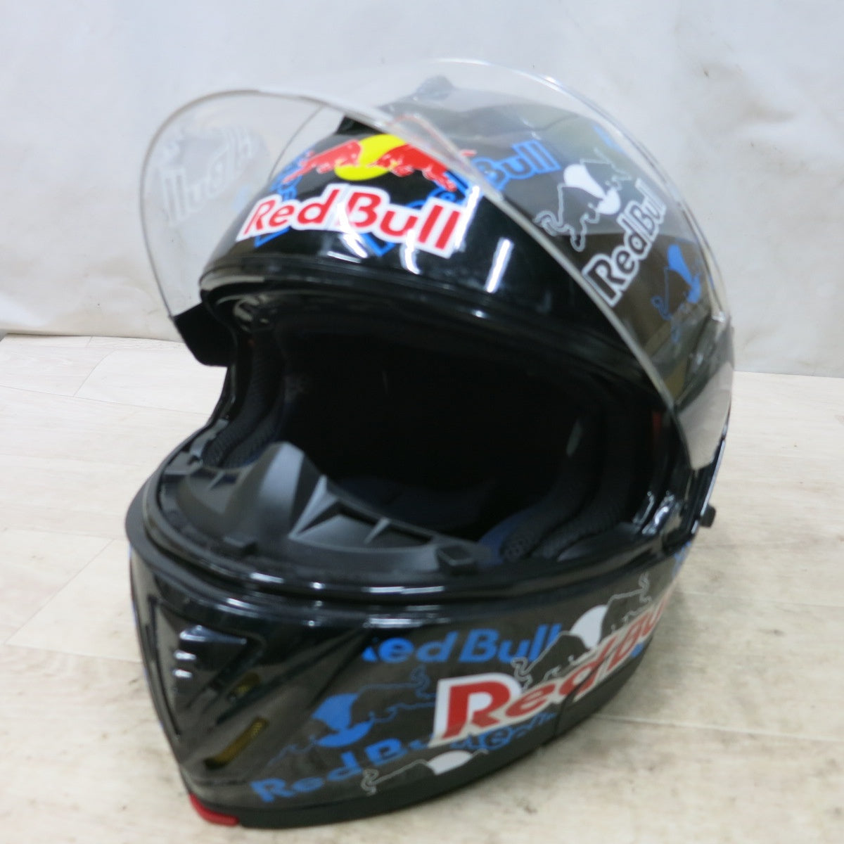 [送料無料] ◆レッドブル Redbull フルフェイスヘルメット XLサイズ シールド ブラック 黒 観賞用 ディスプレイ用◆