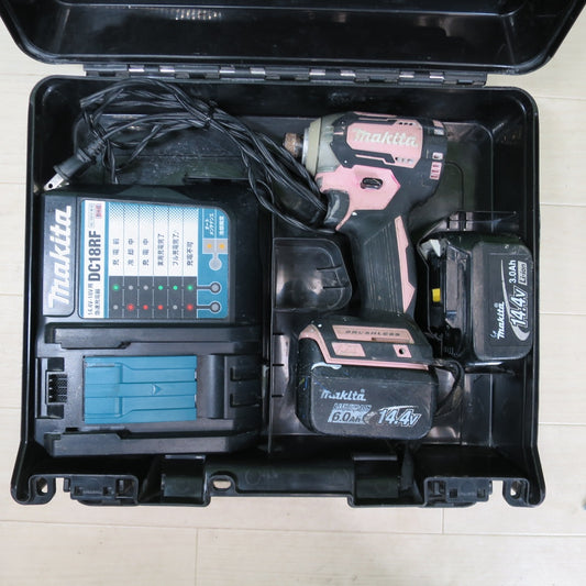 [送料無料] バッテリー2個☆マキタ 充電式 インパクトドライバ TD160D RGXP 電動 工具 14.4V makita ピンク 6.0Ah 3.0Ah☆