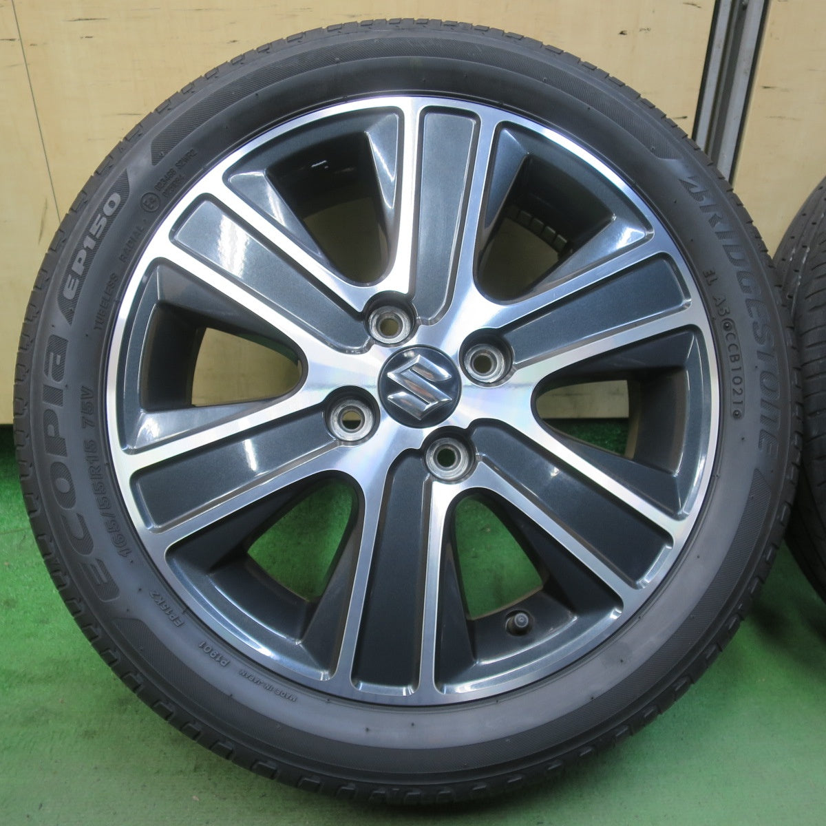 キレイ★スズキ ワゴンR スティングレー 純正 165/55R15 ブリヂストン エコピア EP150 15インチ PCD100/4H★6032509イノ