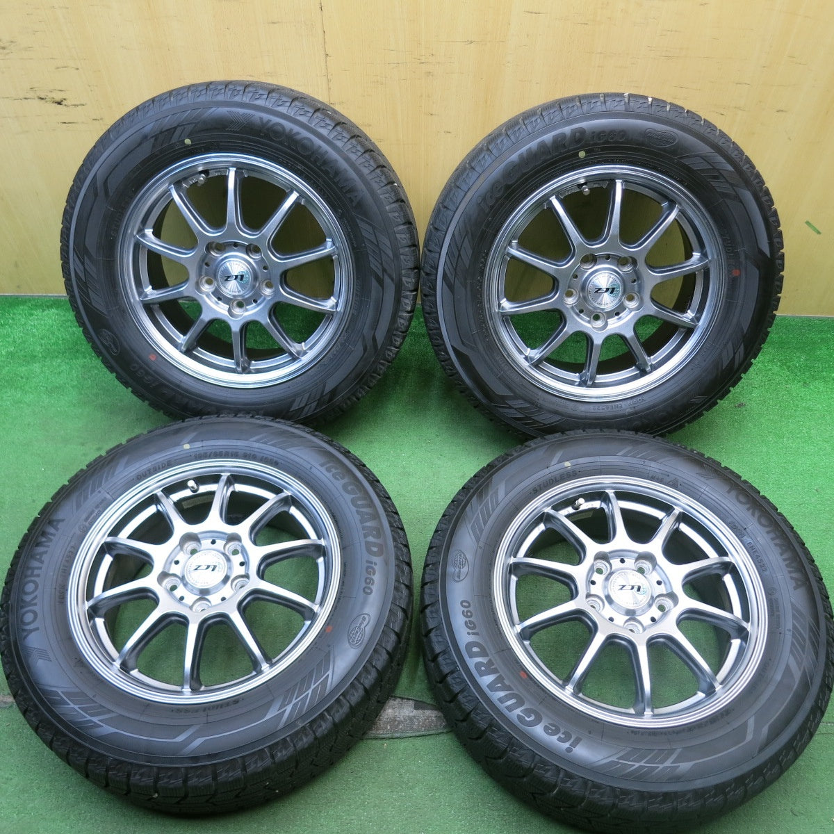 バリ溝！22年！キレイ！9.5分★スタッドレス 195/65R15 ヨコハマ アイスガード iG60 LCZ 社外 アルミ 15インチ PCD114.3/5H★5062815HAス