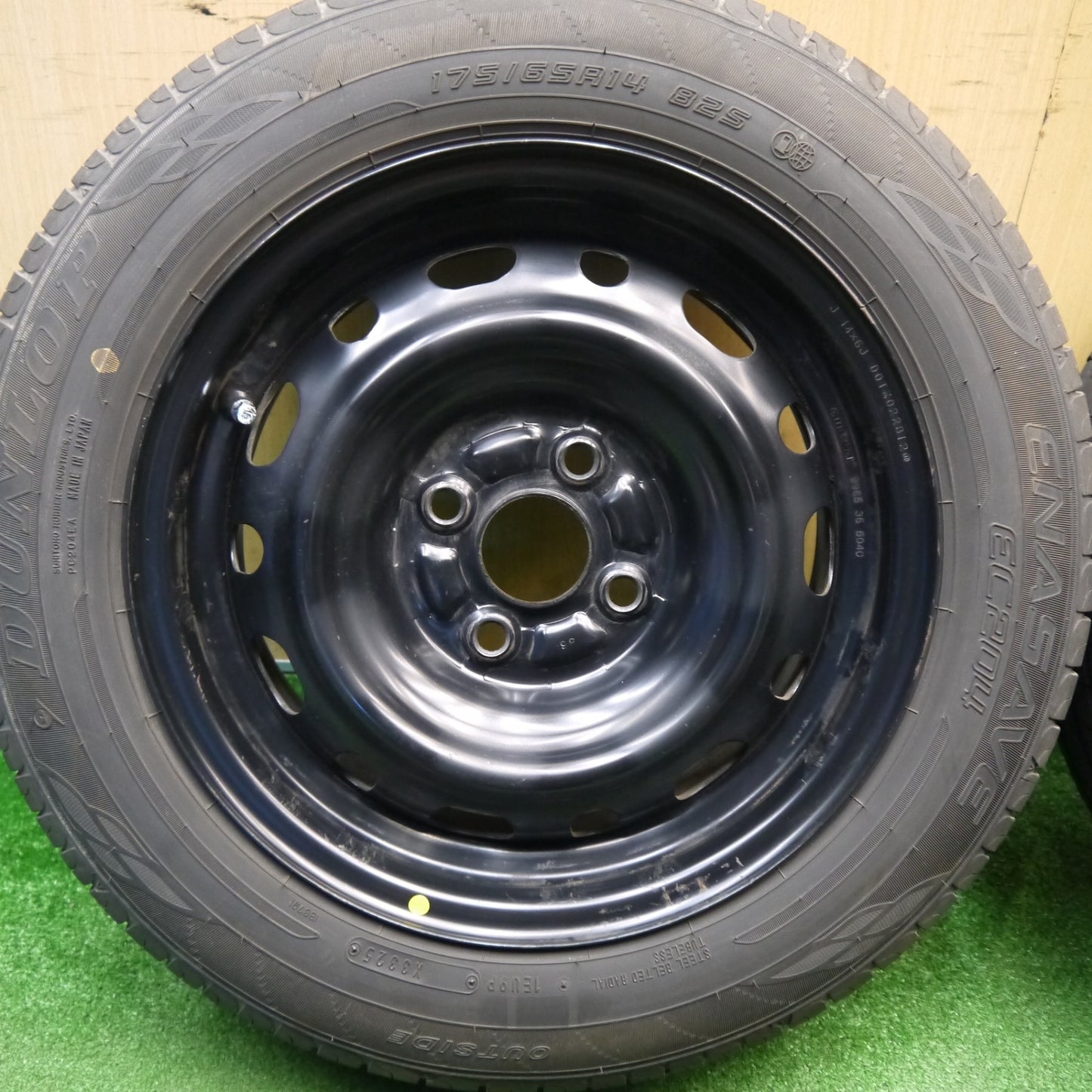 バリ溝！9.5分★マツダ デミオ 純正 スチール 175/65R14 ダンロップ エナセーブ EC204 14インチ PCD100/4H★6011604Hノ