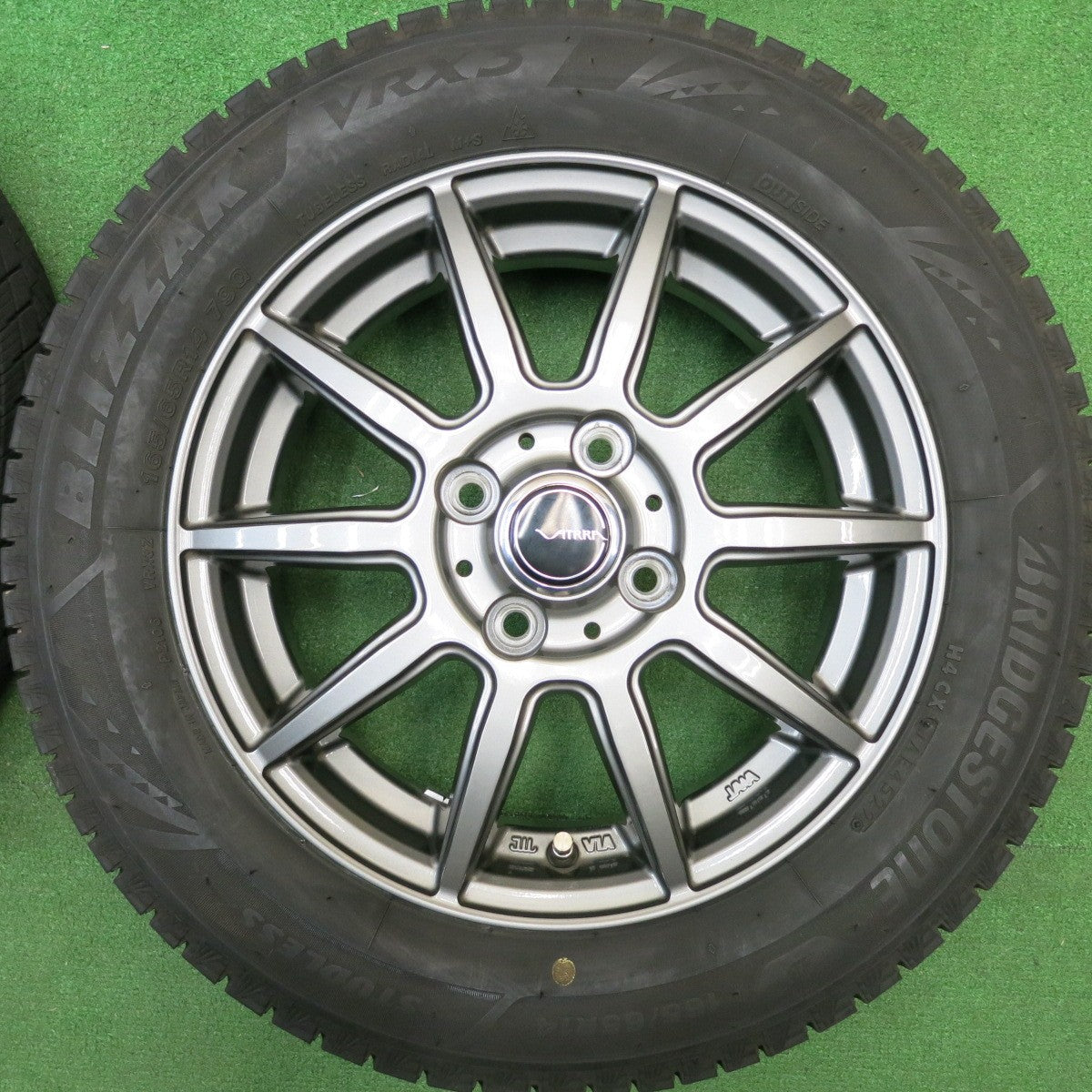 バリ溝！22年！キレイ！ほぼ10分★スタッドレス 165/65R14 ブリヂストン ブリザック VRX3 VATRRA バトラ 14インチ ハスラー ソリオ 等 PCD100/4H★5122002HAス