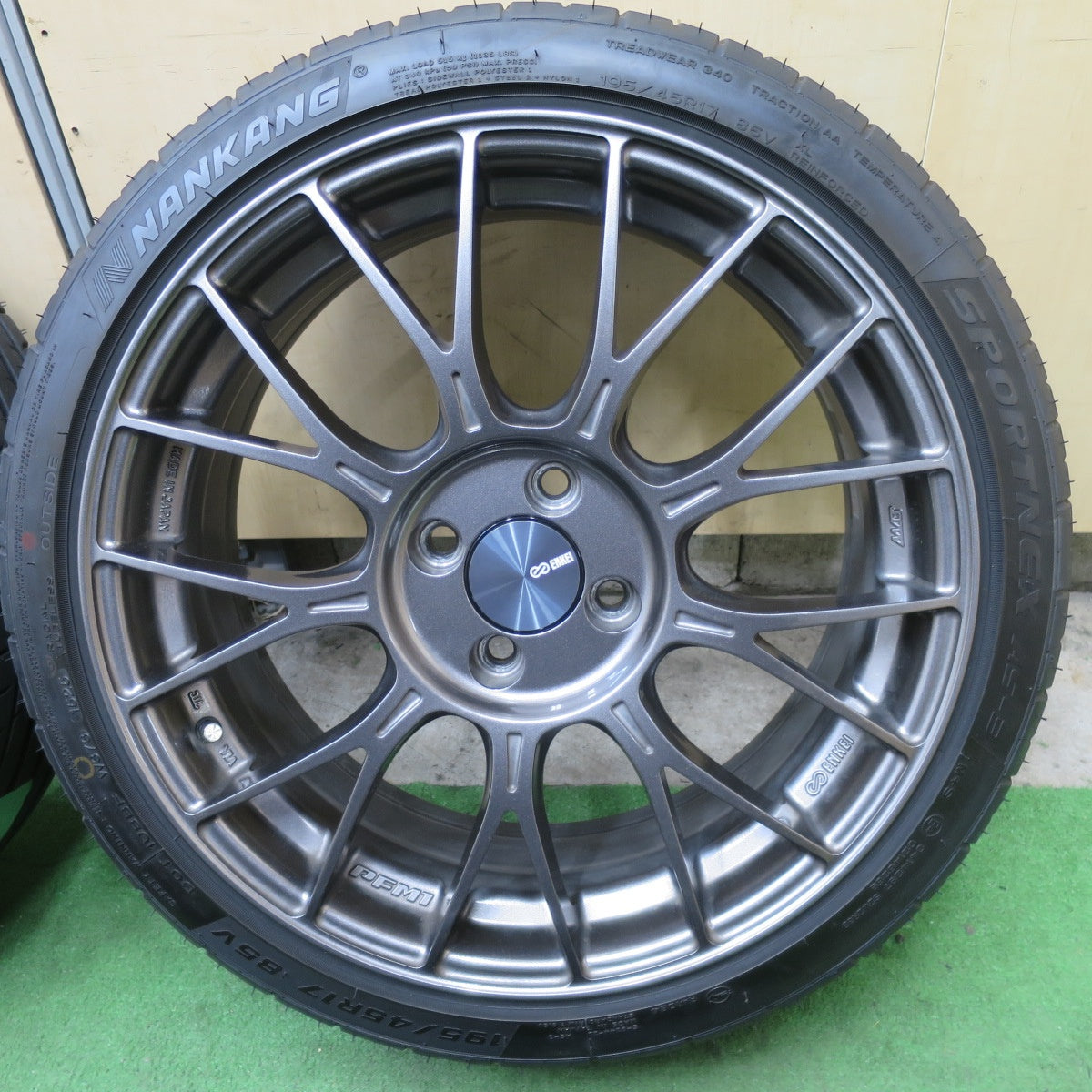 キレイ！25年★ENKEI PFM1 195/45R17 ナンカン SPORTNEX AS-3 エンケイ 17インチ PCD100/4H★6020302ナノ