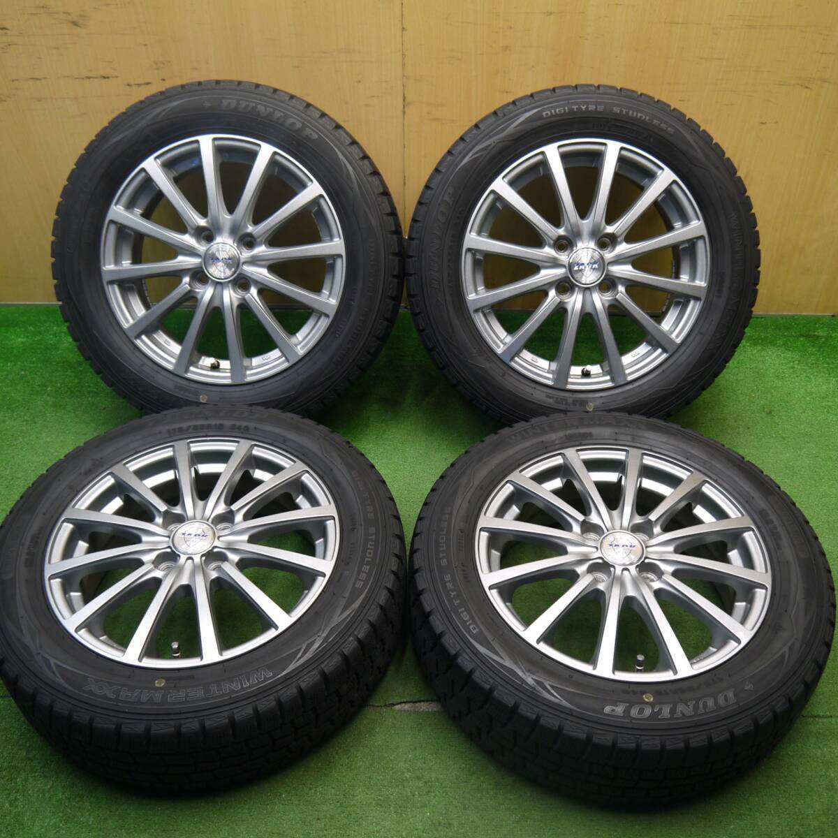バリ溝！キレイ！9.5分★スタッドレス 175/65R15 ダンロップ ウインターマックス WM01 ZACK JP-112 MONZA ザック 15インチ PCD100/4H★5032809Hス