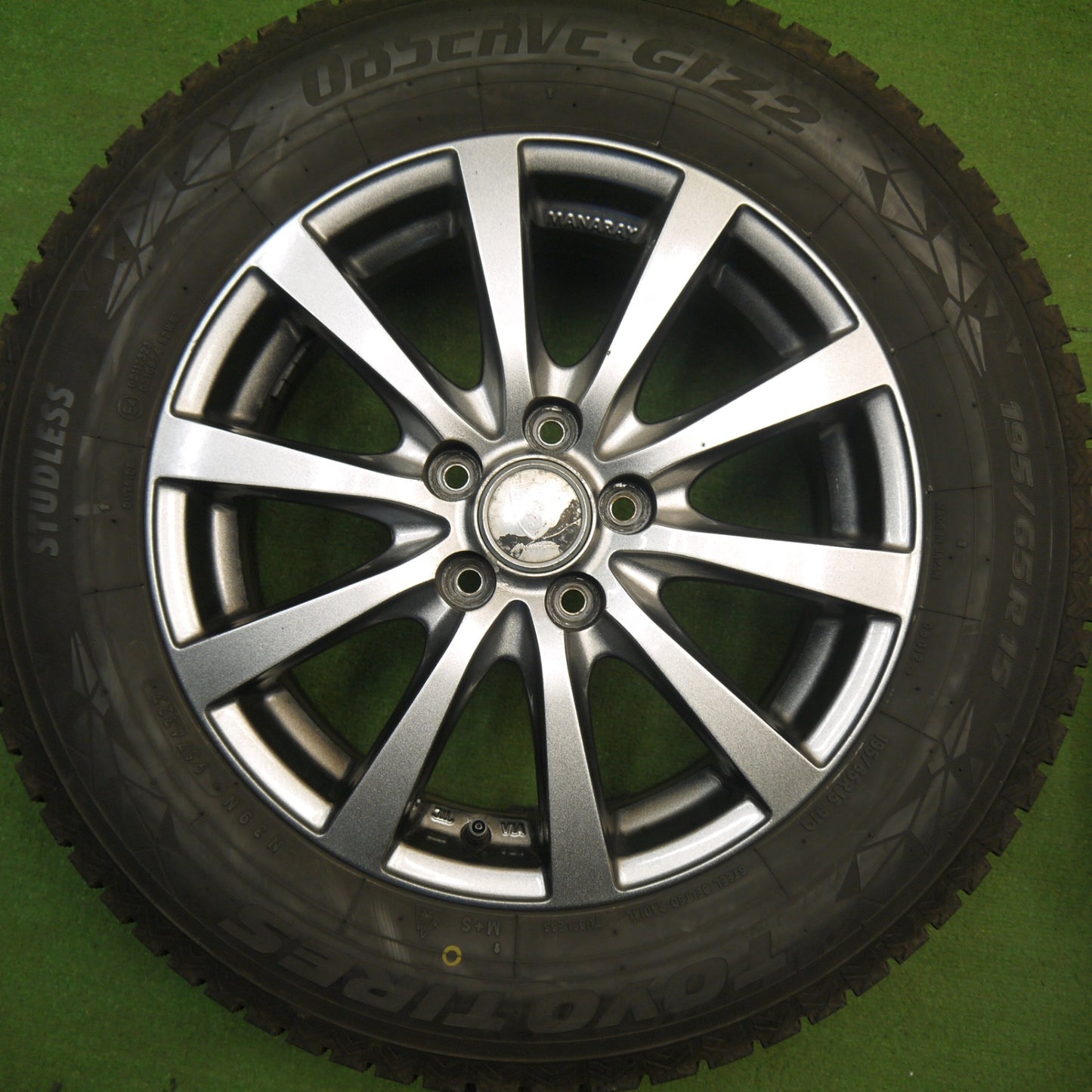 バリ溝！23年！9.5分★プリウス 等 195/65R15 スタッドレス トーヨー オブザーブ GIZ2 MANARAY SPORT マナレイ スポーツ 15インチ PCD100/5H★6033106Hス