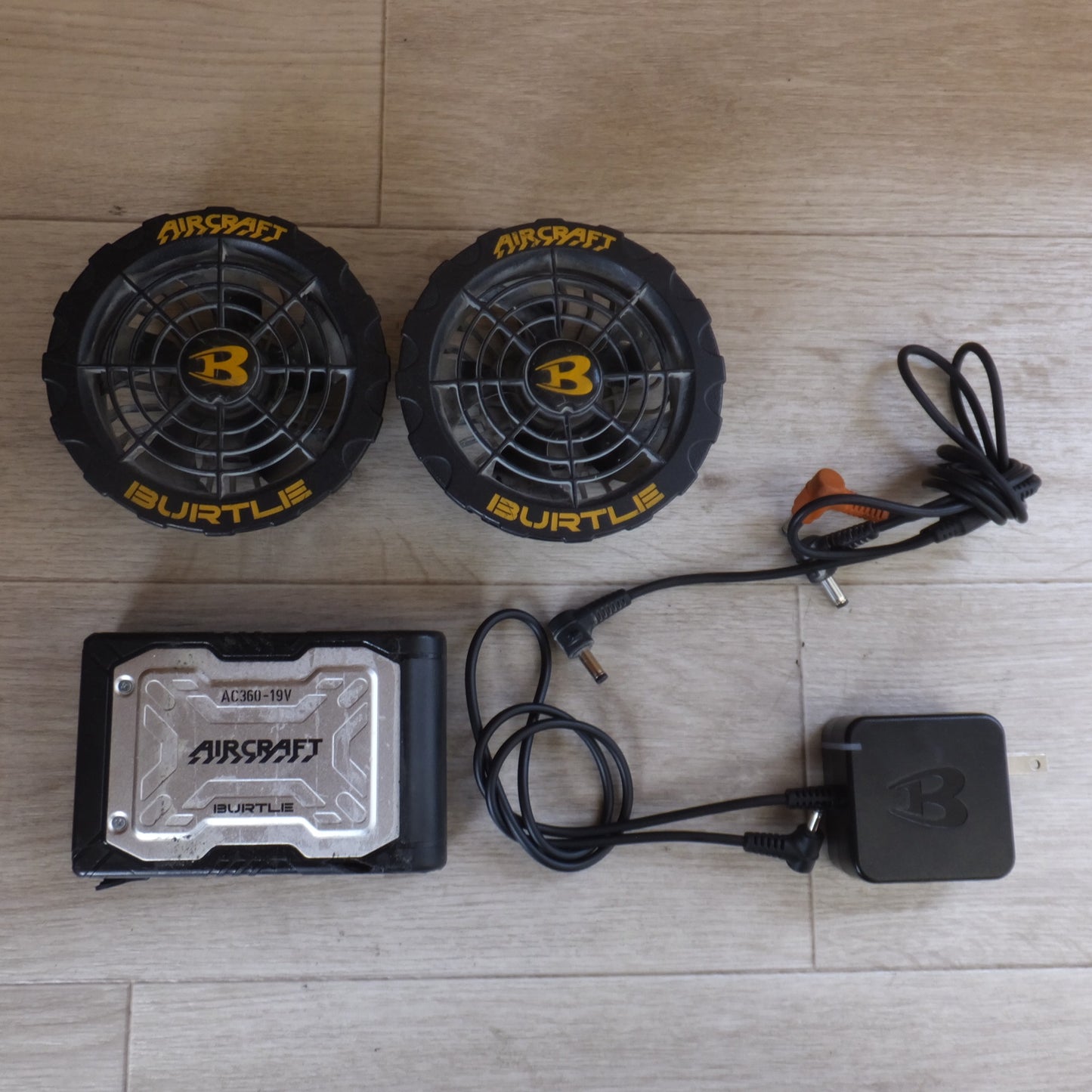 [送料無料] ★京セラ バートル BURTLE AIRCRAFT バッテリ AC360-19V　ファン AC370/371 2点　ACアダプタ AC2130　セット★