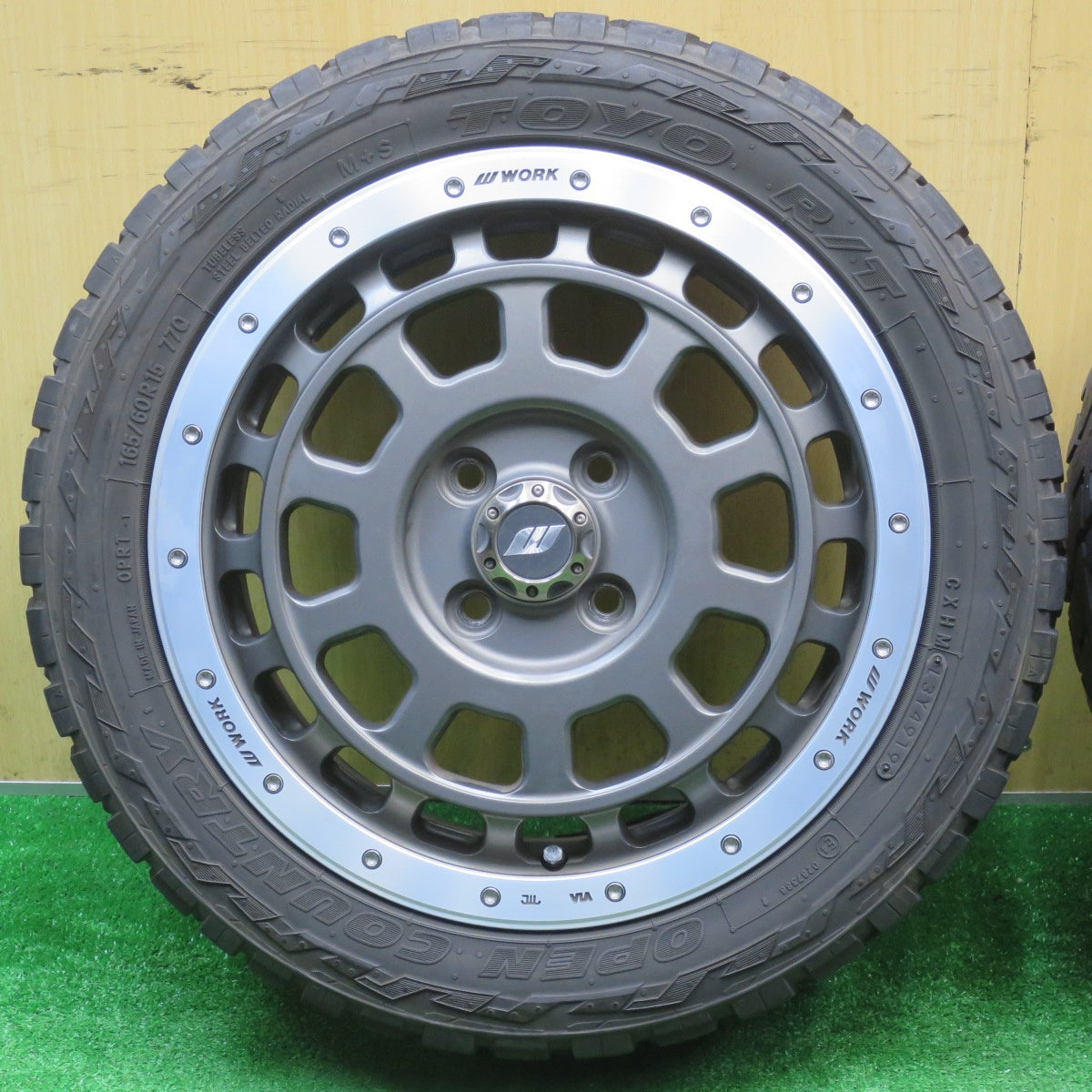 バリ溝！キレイ！9分★WORK CRAG T-GRABIC CG-TG 165/60R15 トーヨー オープン カントリー ワーク 15インチ ハスラー ソリオ 等 PCD100/4H★5112102NJノ