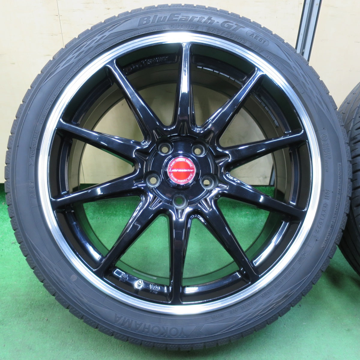 [送料無料] バリ溝！22年！9.5分★Lehrmeister LM SPORT RS10 245/40R19 ヨコハマ BluEarth-GT AE51 レアマイスター LMスポーツ PCD114.3/5H★4112601イノ