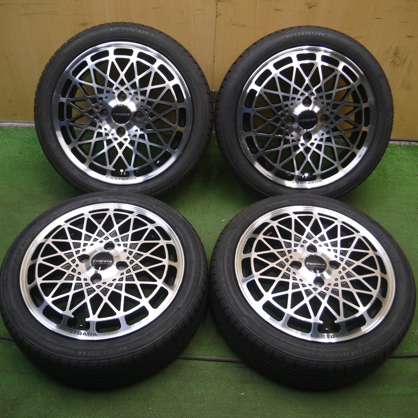 *送料無料* バリ溝！21年！9.5分以上★LA STRADA FOOCKER 165/50R15 ウィンラン R330 ラストラーダ 15インチ PCD100/4H★4060501Hノ