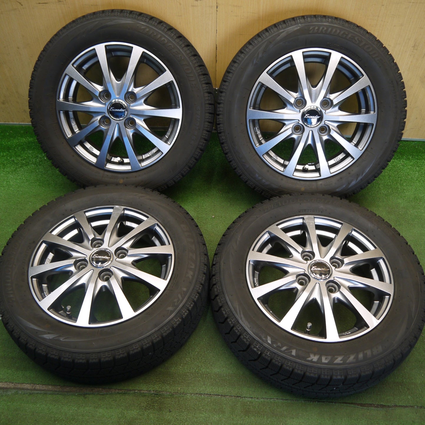 キレイ◎スタッドレス 155/65R13 ブリヂストン ブリザック VRX Exceeder エクシーダー 13インチ PCD100/4H◎6061605Hス
