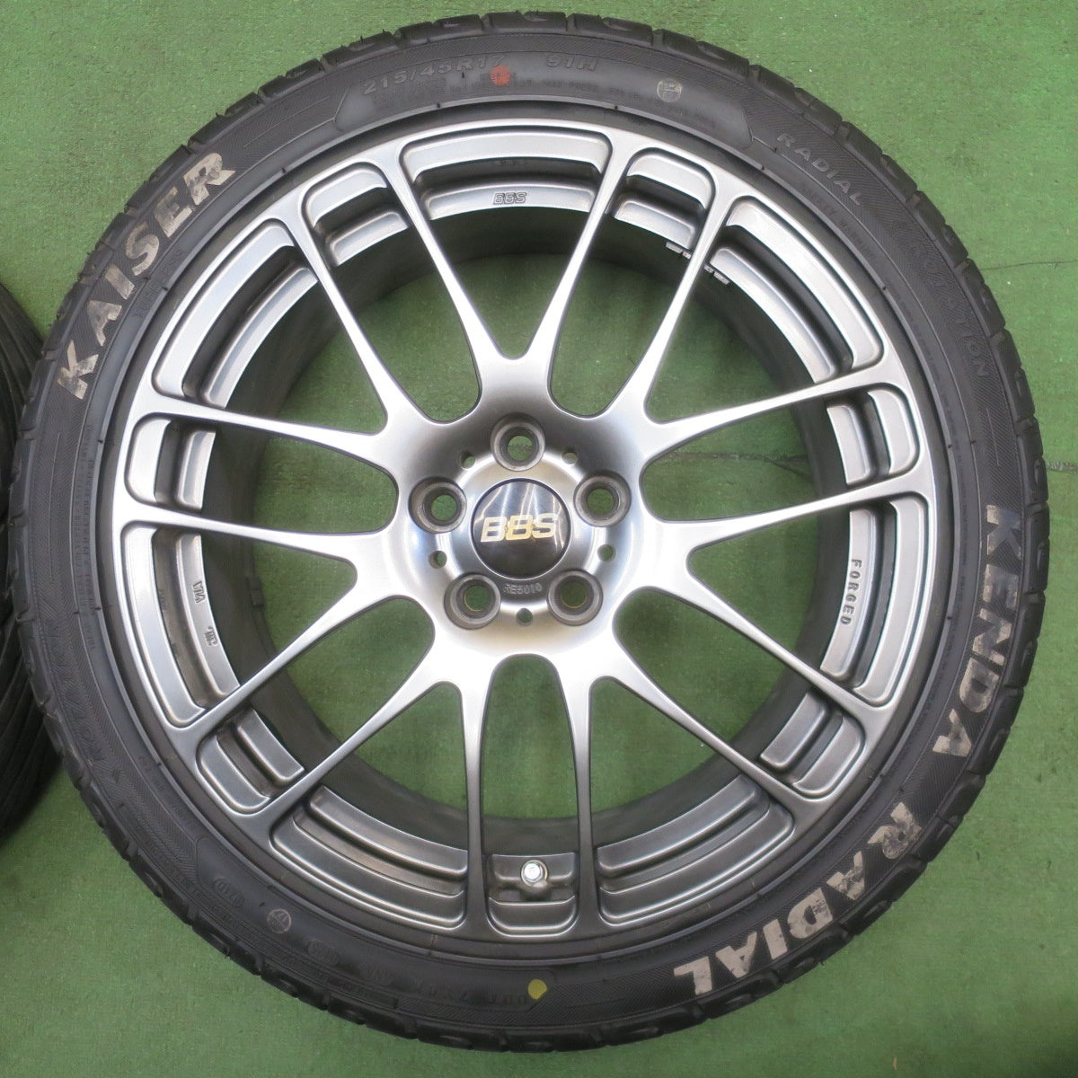 バリ溝！25年！キレイ！9.5分◎86 BRZ 等 BBS RE5010 215/45R17 ケンダ ラジアル カイザー 17インチ PCD100/5H◎6061702NJノ