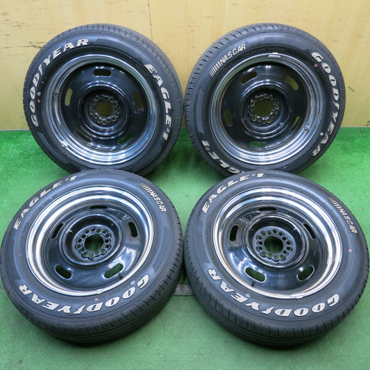 バリ溝！22年！9.5分★アイアンヘッド オールドムーン スチール 215/60R17 グッドイヤー イーグル #1 ナスカー ホワイトレター PCD 100 112 114.3/5H マルチ★5053103HAノ