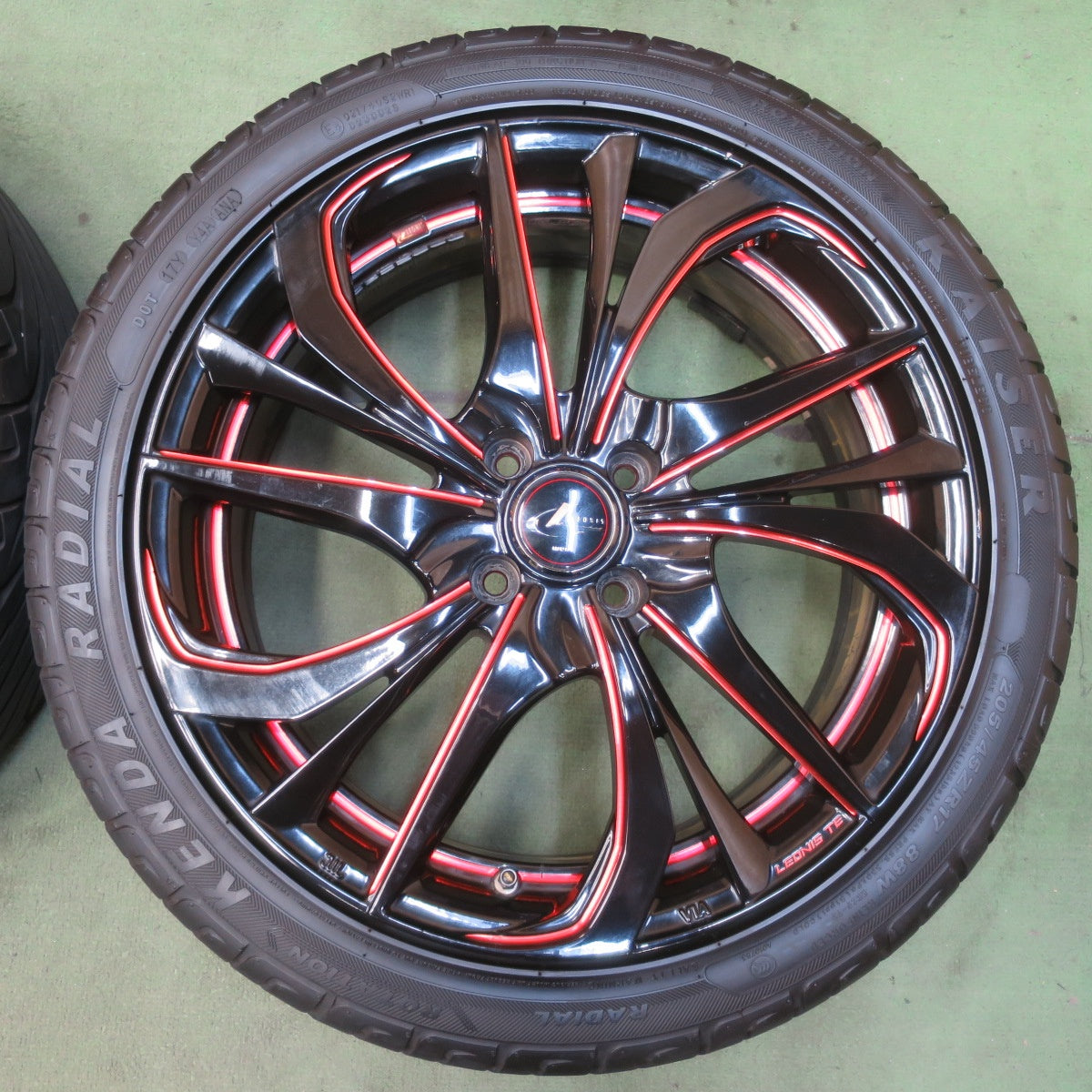 バリ溝！25年！9.5分◎LEONIS TE 205/45R17 ケンダ ラジアル カイザー レオニス 17インチ PCD100/4H◎6080507IMノ