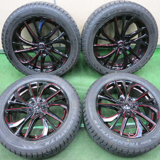 *送料無料* バリ溝!22年!キレイ!9.5分以上★LEONIS TE スタッドレス 215/55R18 トーヨー ウインター トランパス TX レオニス 18インチ PCD114.3/5H★4050901NJス