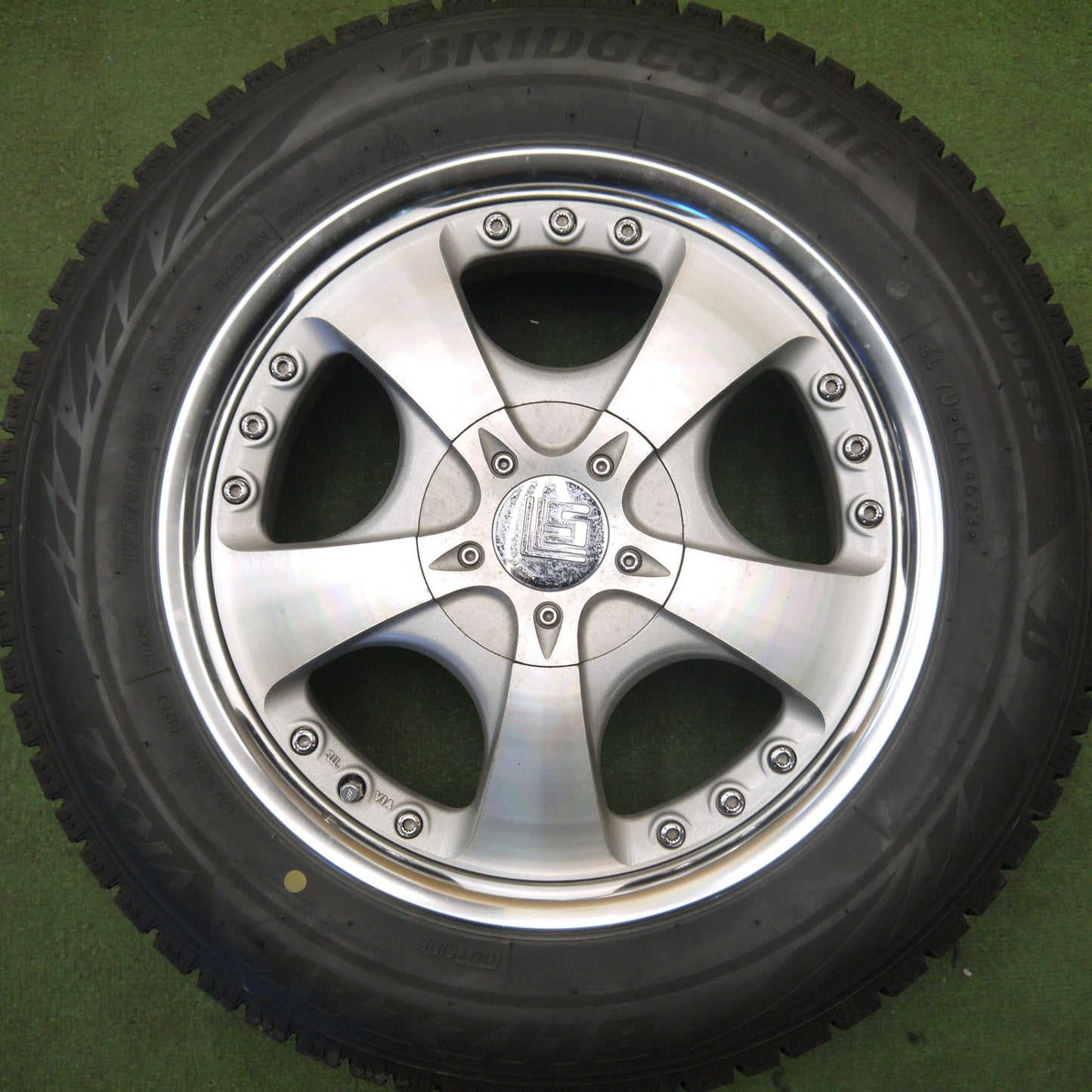 バリ溝！23年！9分★WORK LS105 175/65R15 スタッドレス ブリヂストン ブリザック VRX2 ワーク 15インチ PCD100/4H★6031606Hス