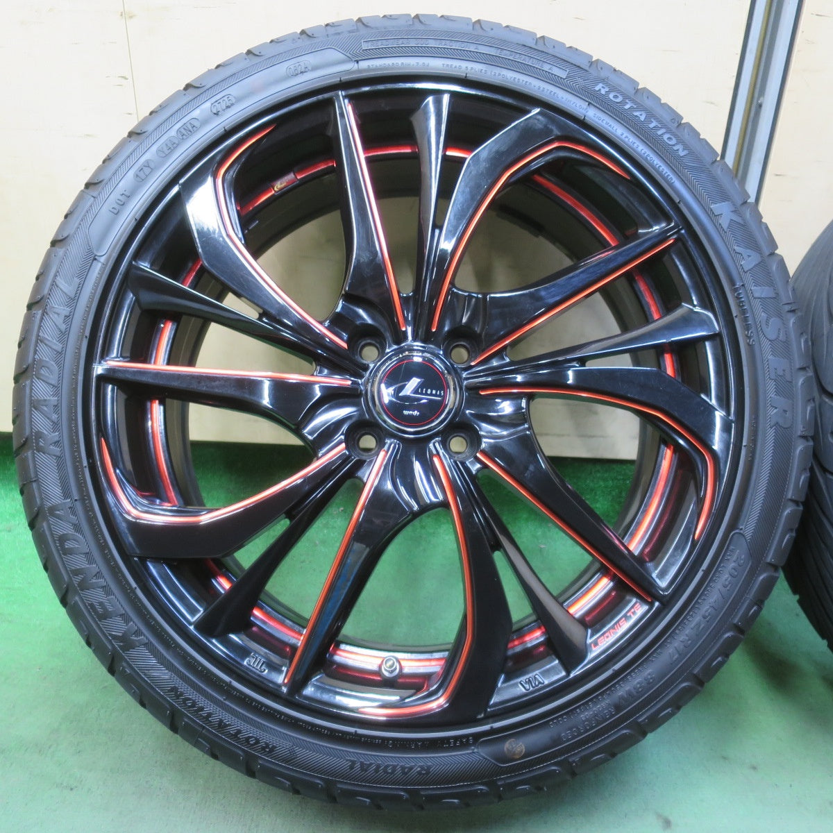 バリ溝！25年！9.5分◎LEONIS TE 205/45R17 ケンダ ラジアル カイザー レオニス 17インチ PCD100/4H◎6080507IMノ