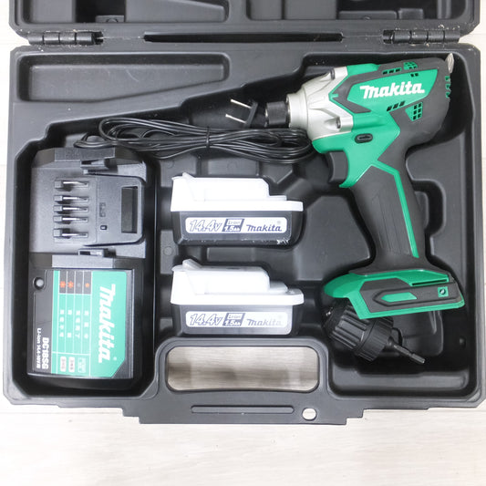 [送料無料] バッテリー2個！キレイ◆マキタ 14.4V 充電式 インパクト ドライバ MTD001DSX 1.5Ah 充電器 ケース付き 電動 工具◆