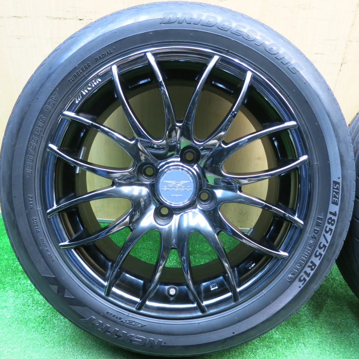 4本価格★WORK STEEZ NICROSS 185/55R15 ブリヂストン ネクストリー エコピア 15インチ ワーク スティーズ ニクロス 15インチ PCD100/4H★6010206HAノ