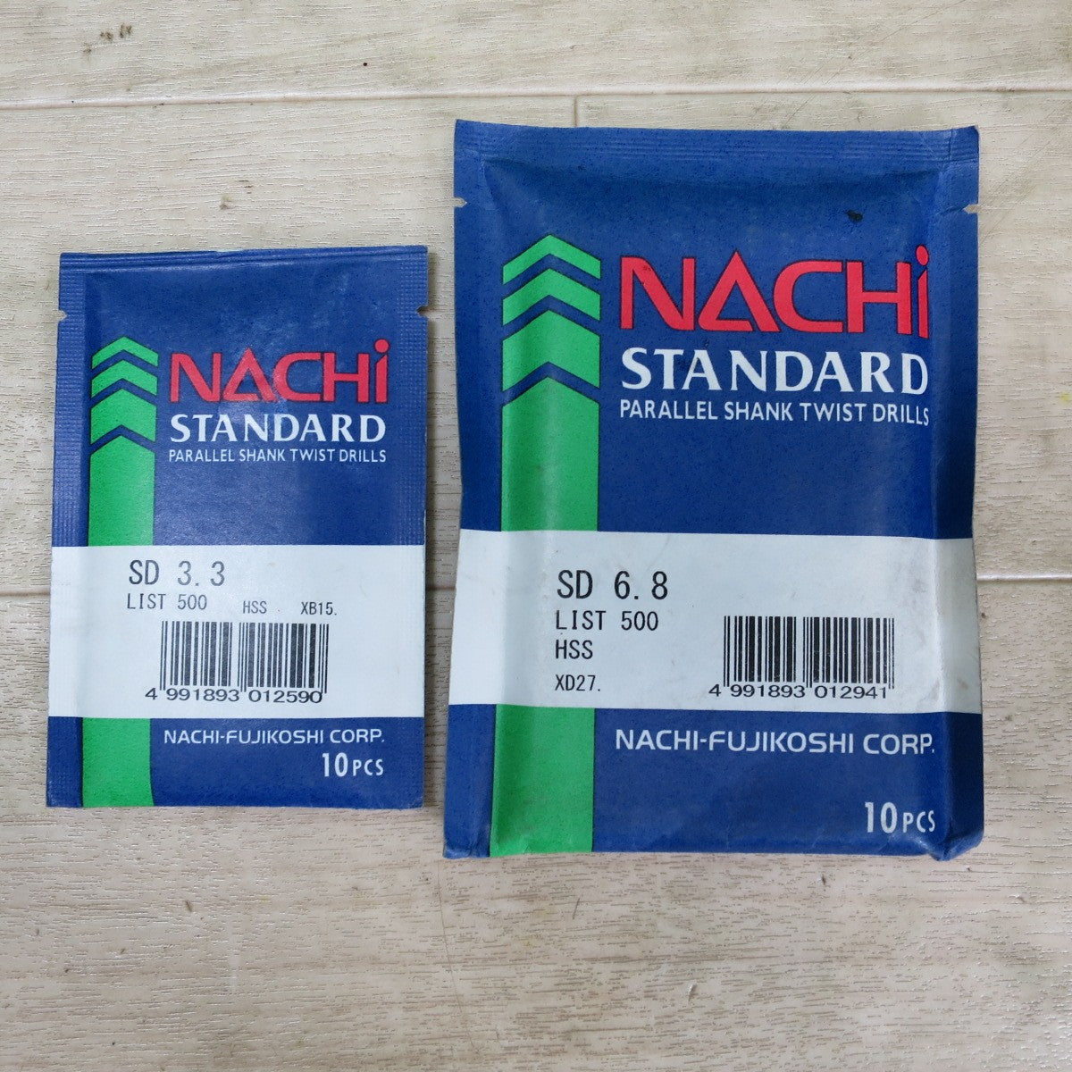 未使用！2袋まとめ売り☆NACHI ナチ スタンダード ドリル SD3.3 LIST 500 HSS XB15 / SD6.8 LIST 500 HSS XD27 各10本入り 鉄工用 工具☆