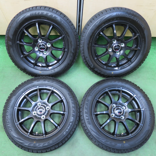 バリ溝！24年！キレイ！ほぼ10分★スタッドレス 155/65R14 ブリヂストン ブリザック VRX2 SCHNEIDER MiD シュナイダー 14インチ PCD100/4H★5043005イス