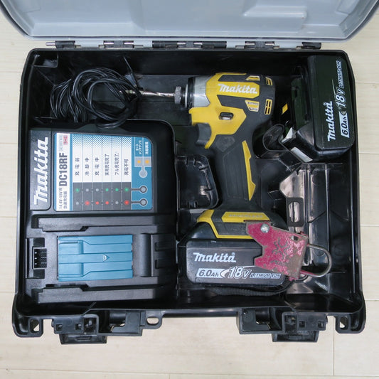 [送料無料] バッテリー2個☆マキタ 充電式 インパクトドライバー TD173D GXFY 電動 工具 makita 18V イエロー 充電器 DC18RF☆