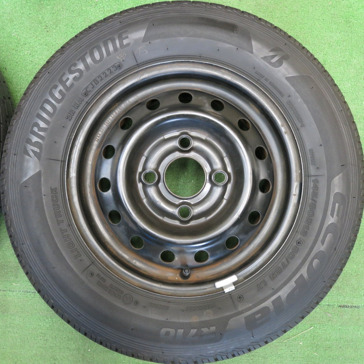 ほぼ未使用！23年★145/80R12 80/78N ブリヂストン エコピア R710 TOPY スチール ホイール 12インチ PCD100/4H★6041904HAノ